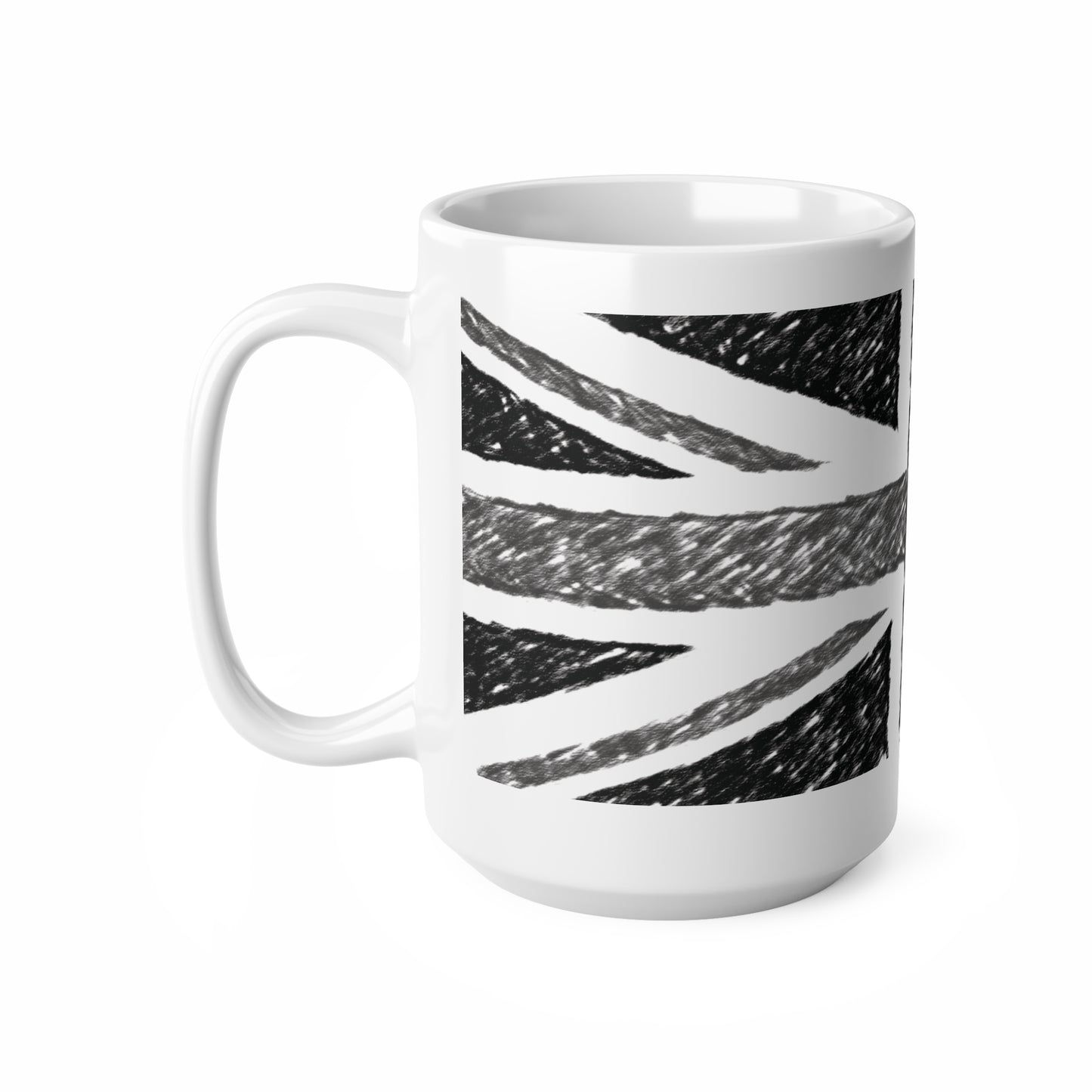 Union Jack Flag Charcoal  Wrap Around Coffee Mug