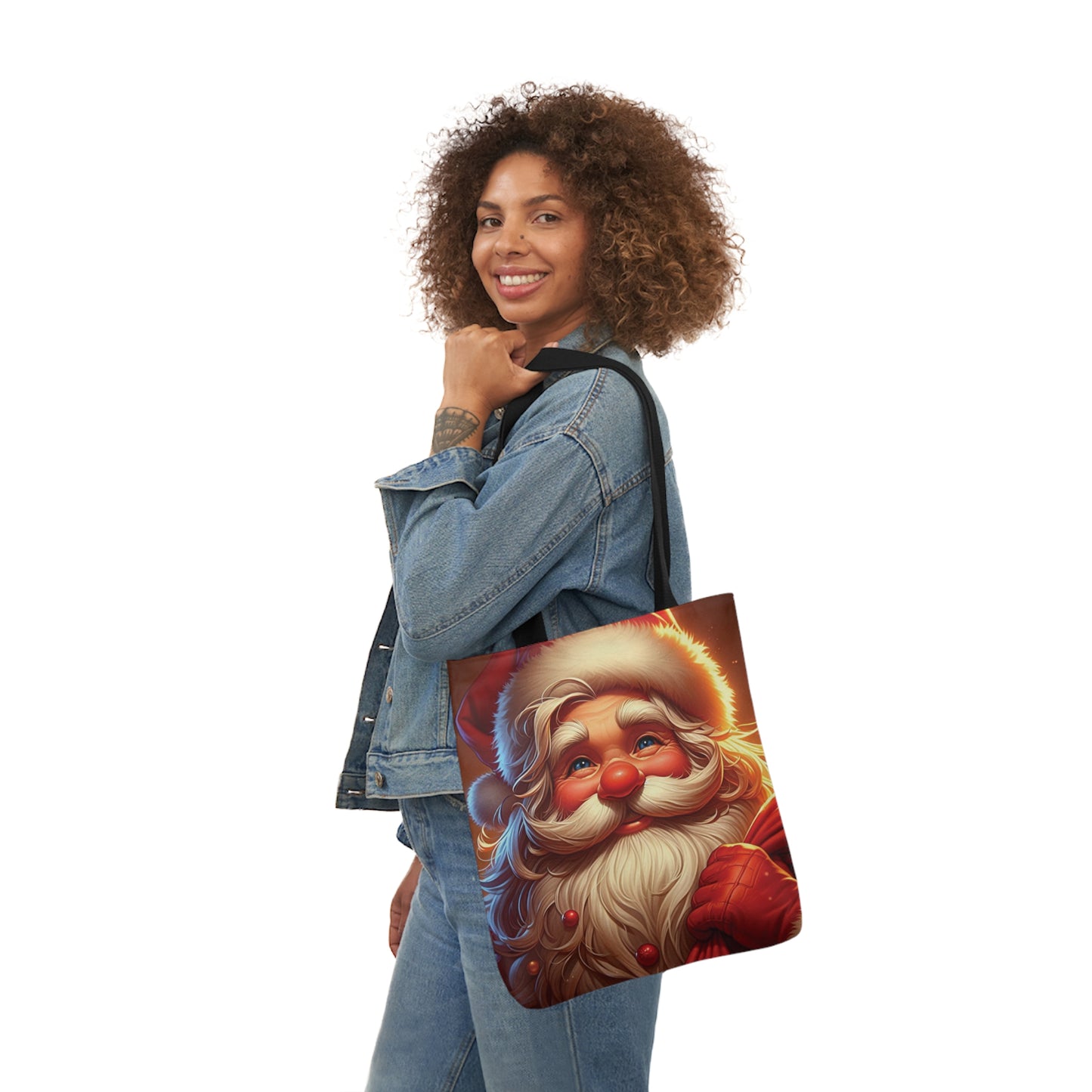 Jolly Saint Nick Christmas Santa Claus Shoulder Tote Bag