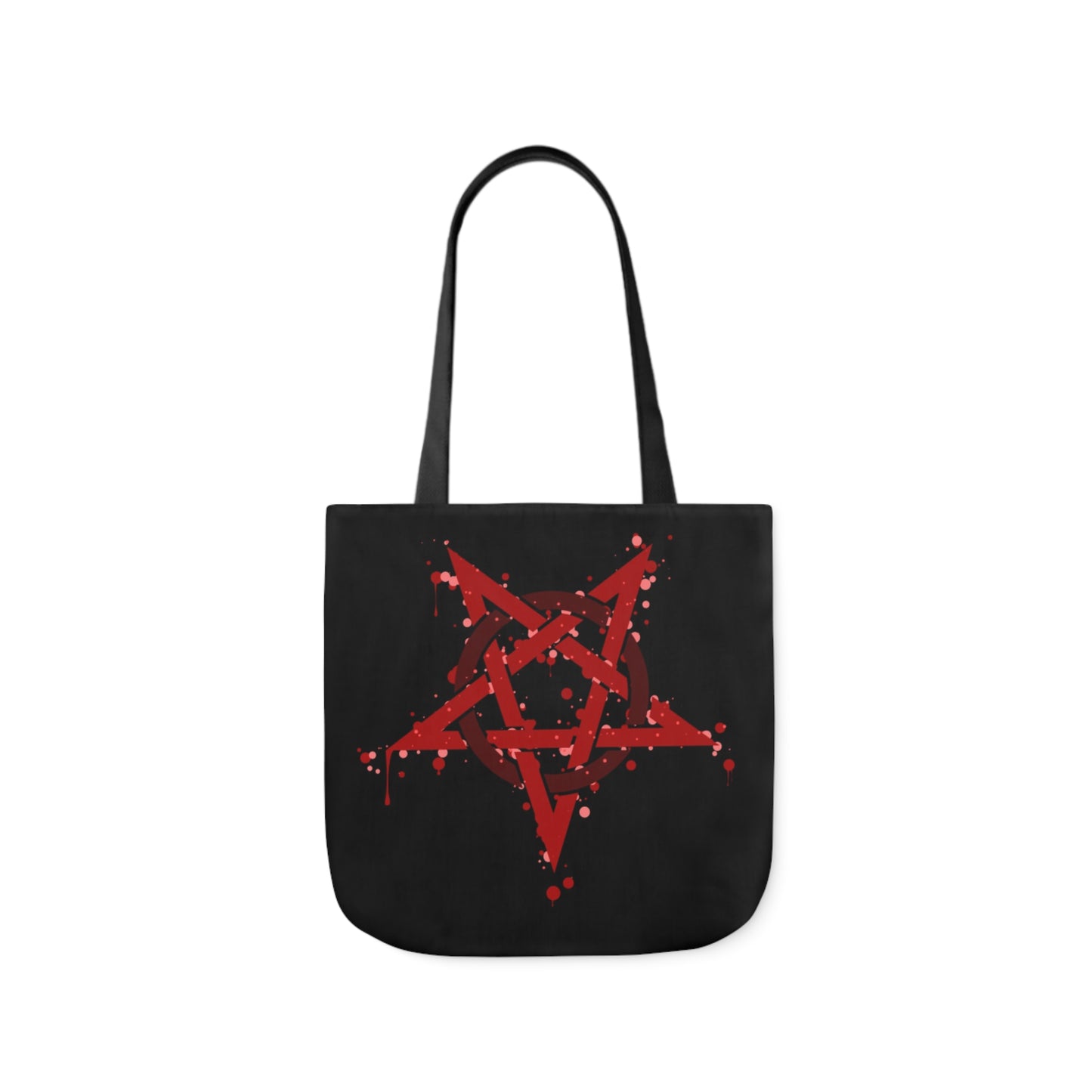 Red  Inverted Spotted Pentagram Shoulder Tote Bag