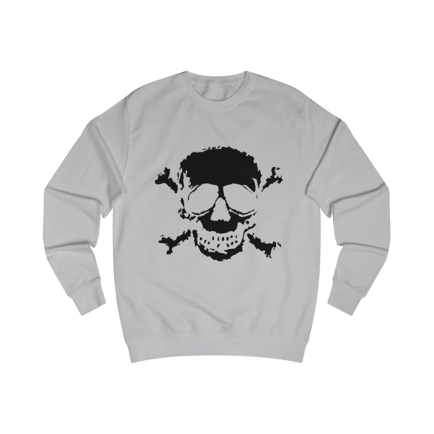 Black Skull and Crossbones Distressed Sweatshirt