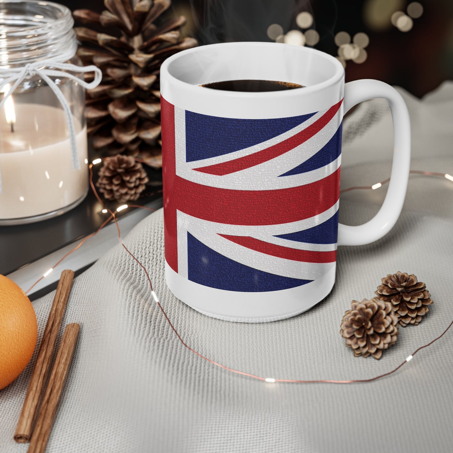 Union Jack Flag Mosaic Wrap Around Coffee Mug