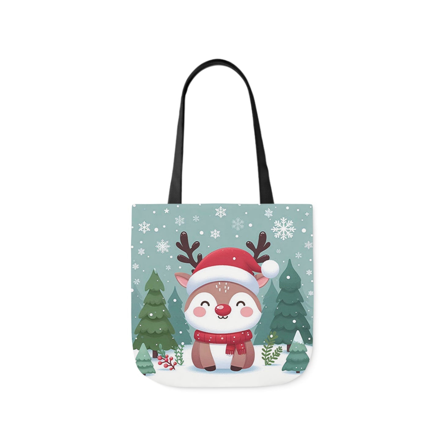 Cute Santa Reindeer Smiling Shoulder Tote Bag