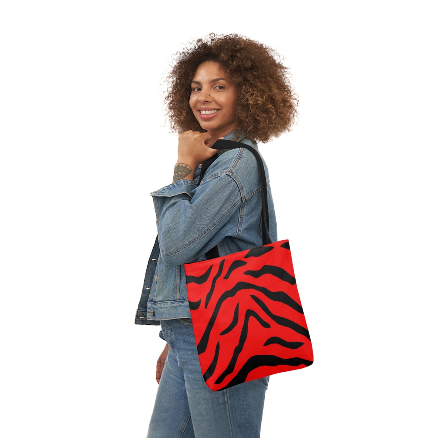 Red Tiger Animal Print Pattern Shoulder Tote Bag