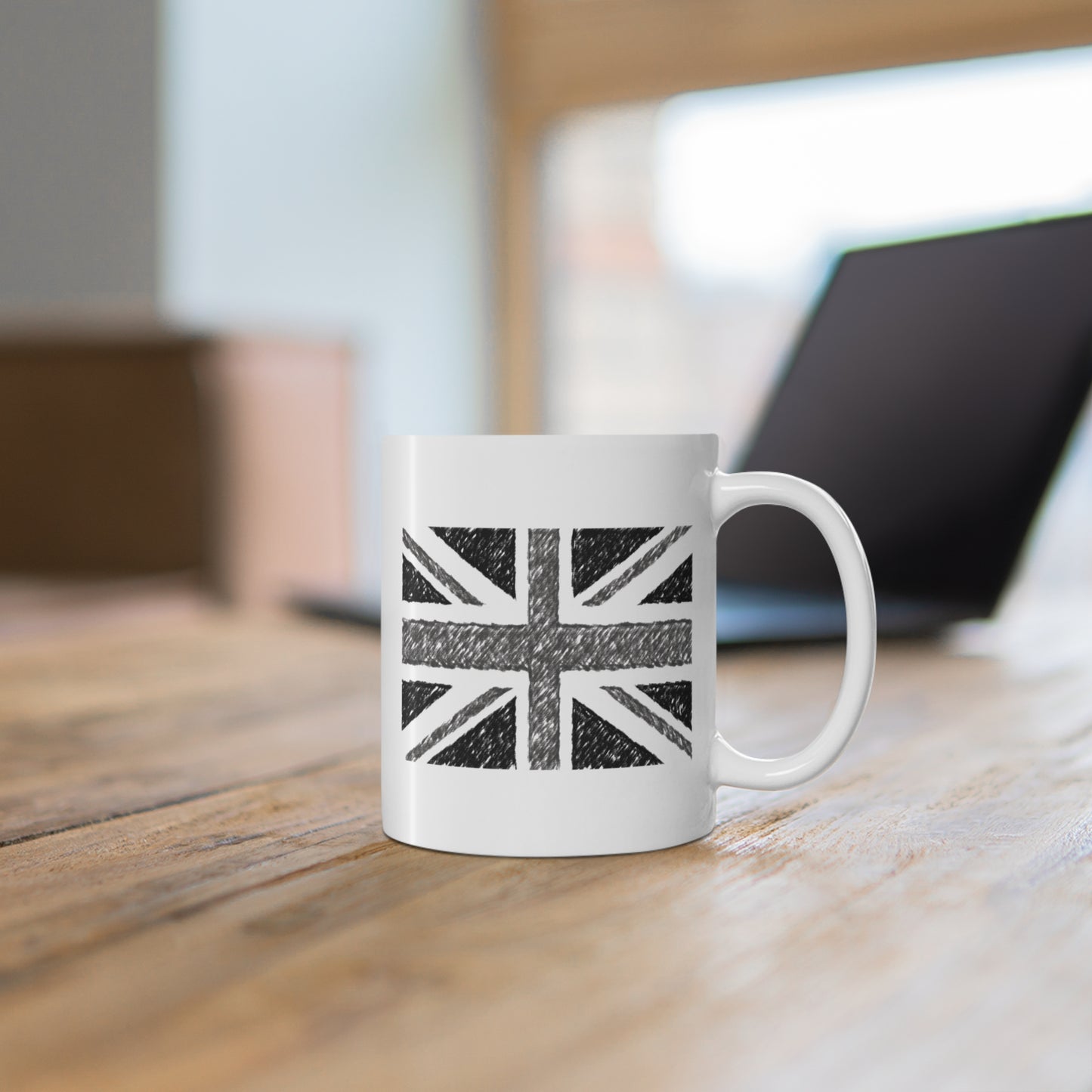 Union Jack Flag Charcoal Coffee Mug