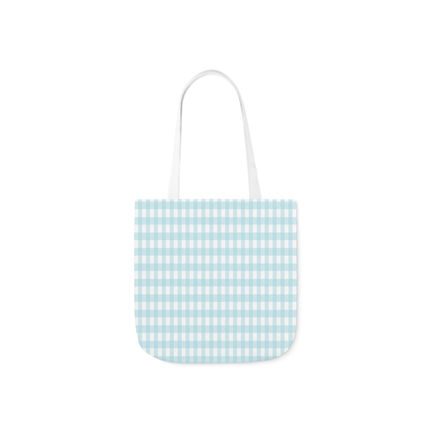 Baby Blue and White Check Pattern Shoulder Tote Bag