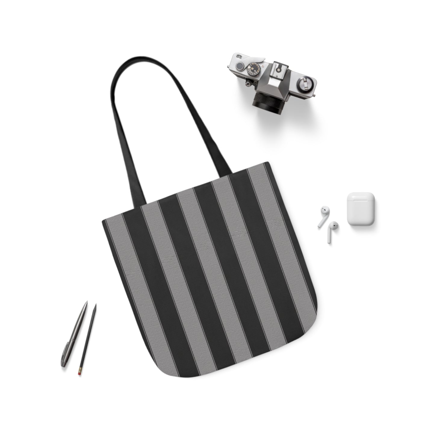 Black And Grey Goth Stripes Pattern Shoulder Tote Bag