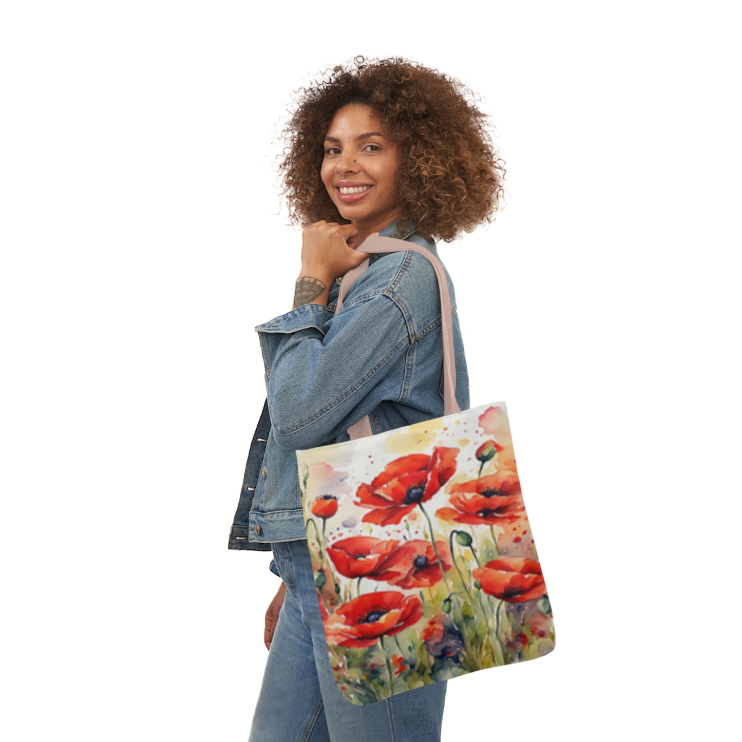 Large Red Poppies Shoulder Tote Bag