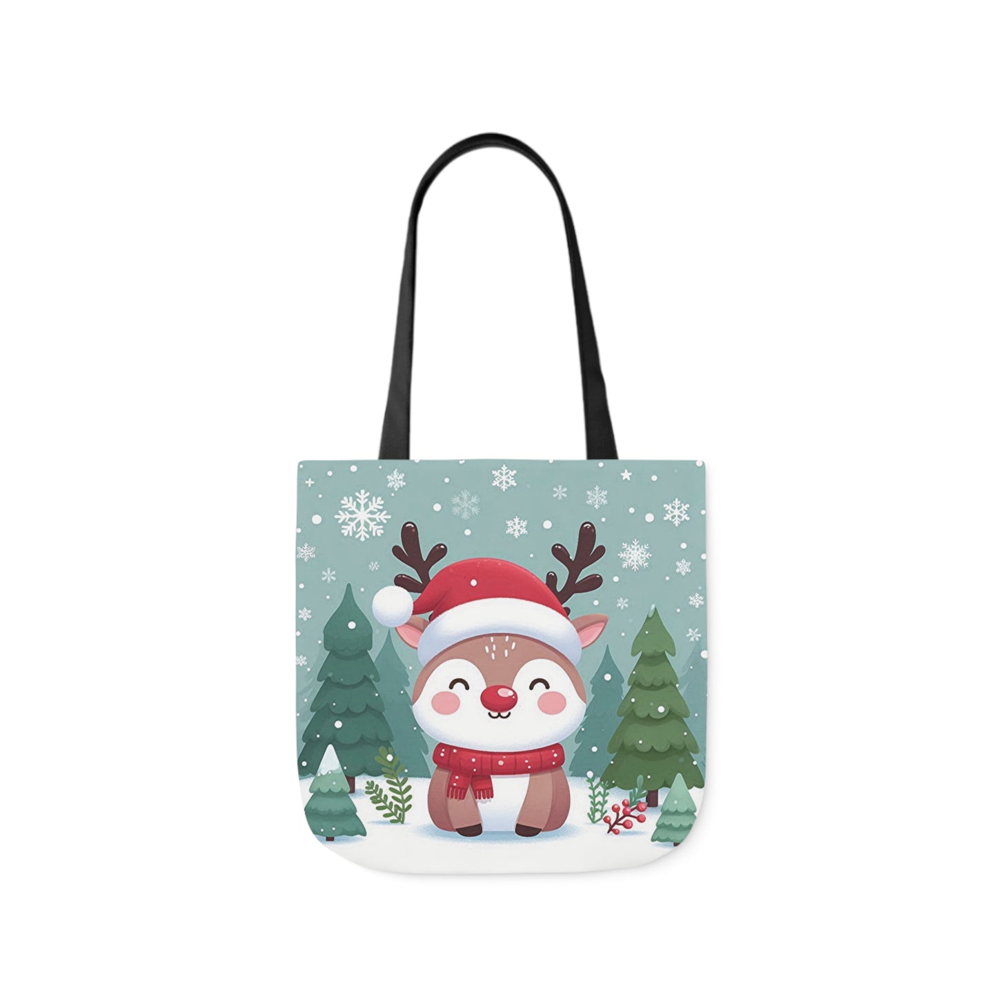 Cute Santa Reindeer Smiling Shoulder Tote Bag