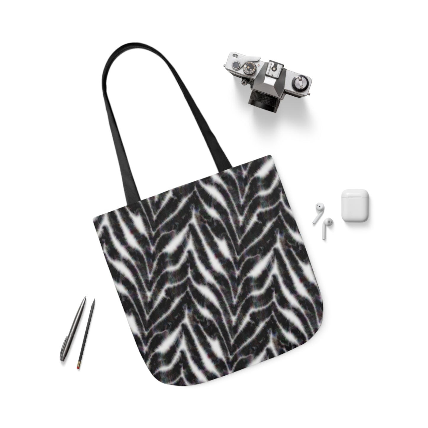 Zebra Fur Chevron Pattern Print Shoulder Tote Bag