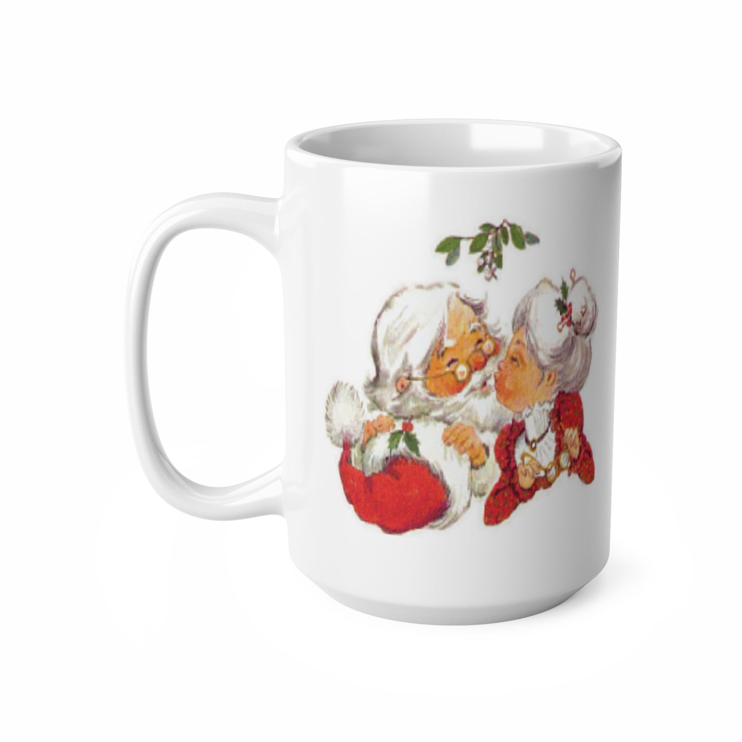 Vintage Christmas Santa Kissing Mrs Claus Coffee Mug