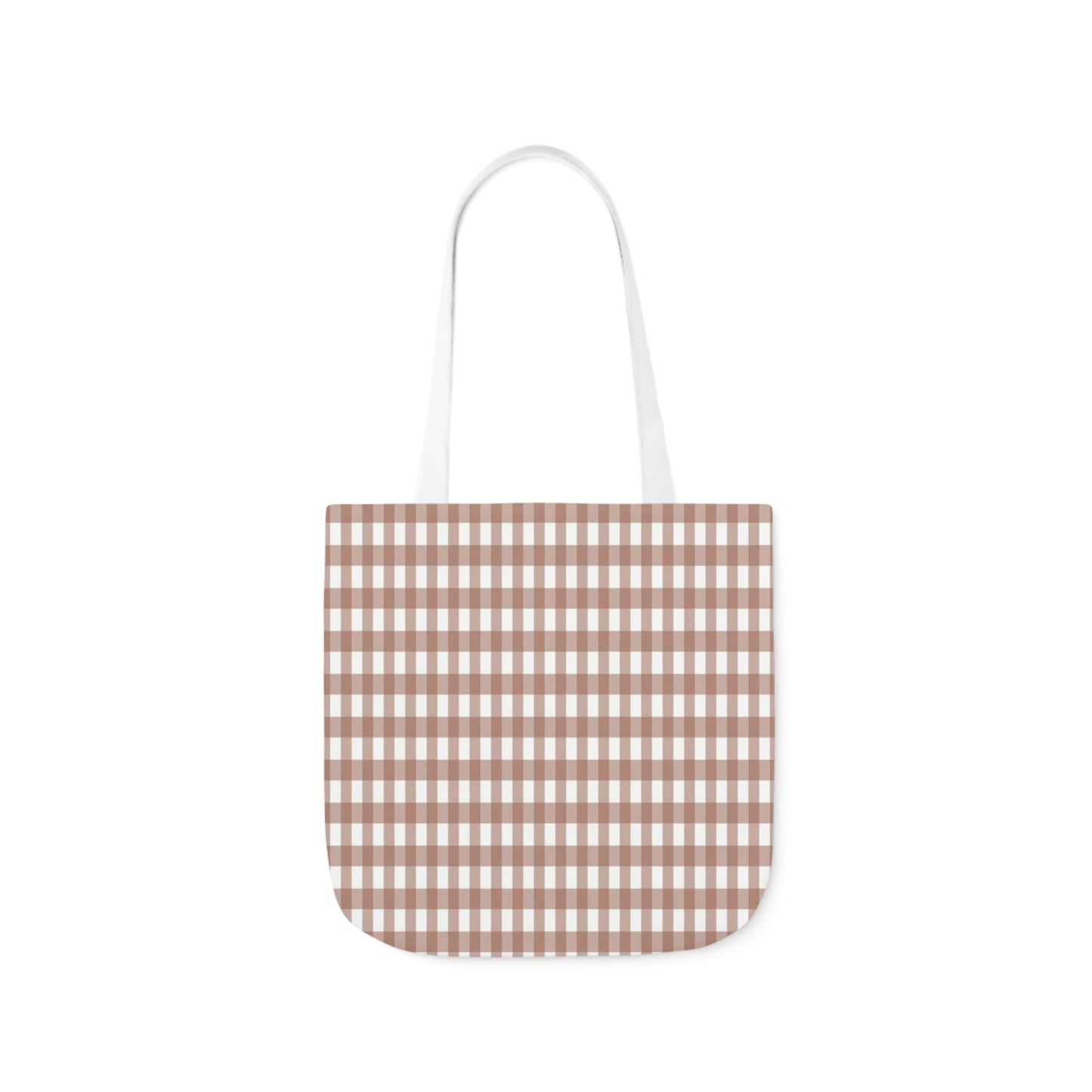 Mocha Brown Check Pattern Shoulder Tote Bag