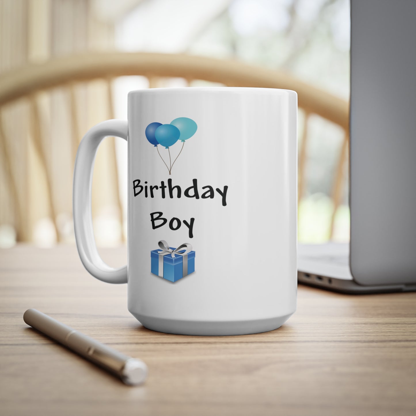 Birthday Boy Blue Balloons And Present Coffee Mug