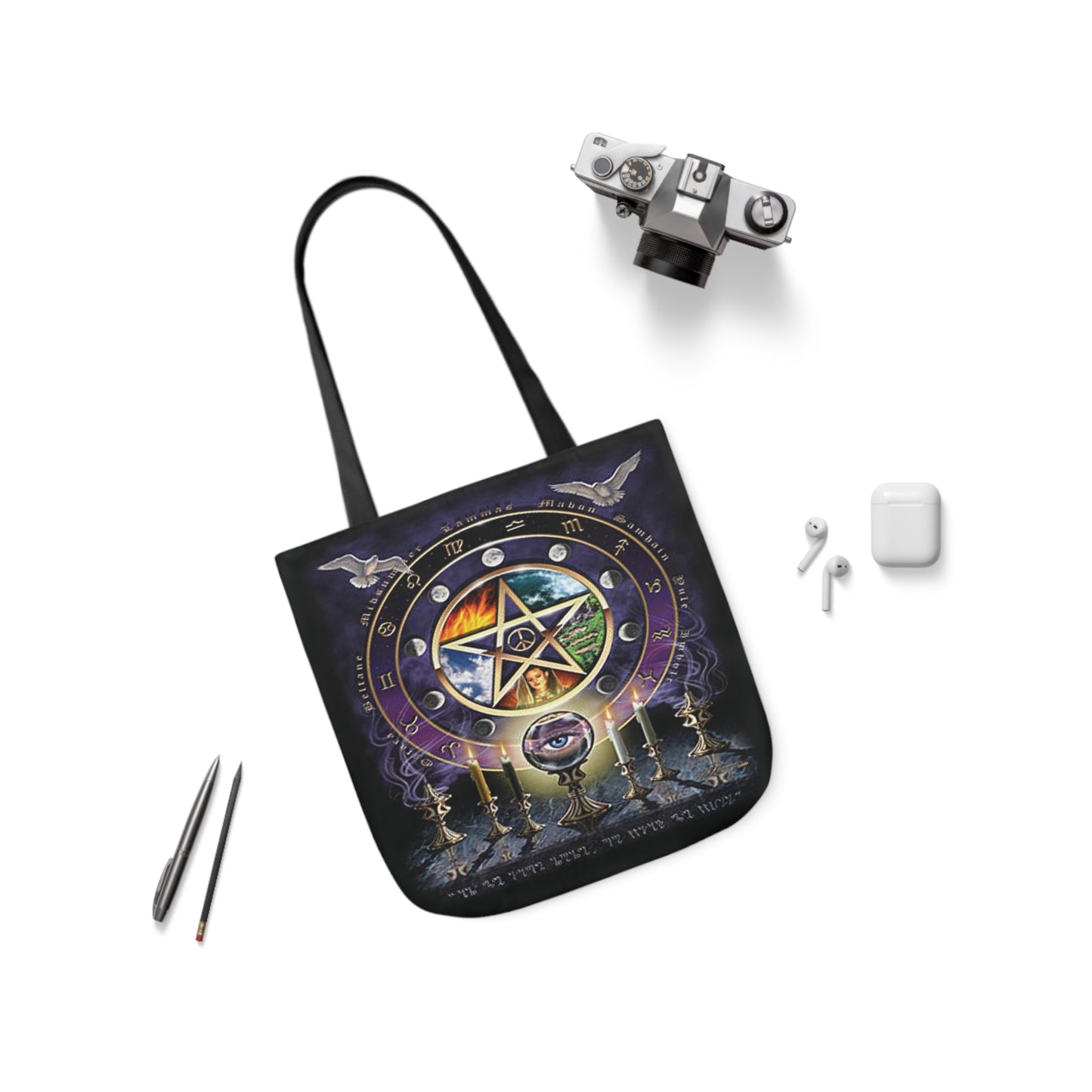 Witches Magical Altar Pentagram Shoulder Tote Bag