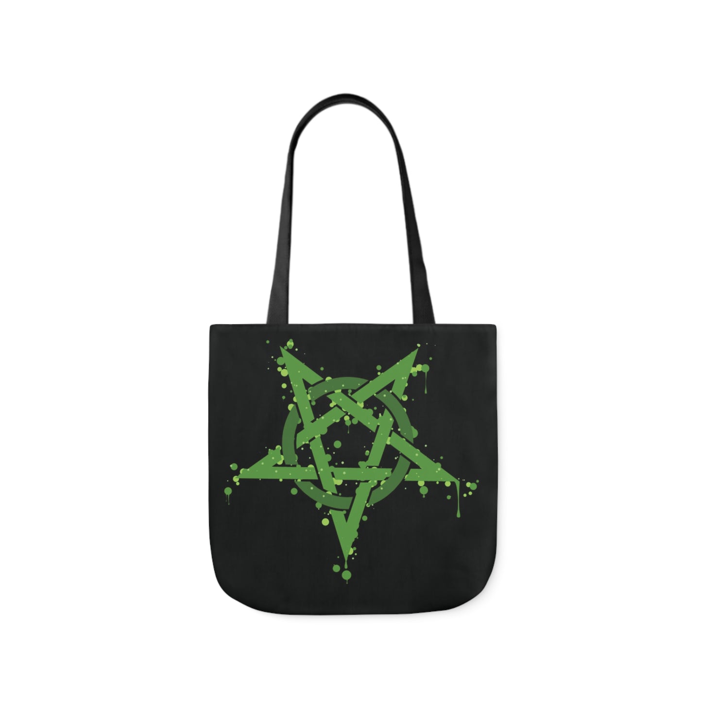 Green Inverted Spotted Pentagram Shoulder Tote Bag