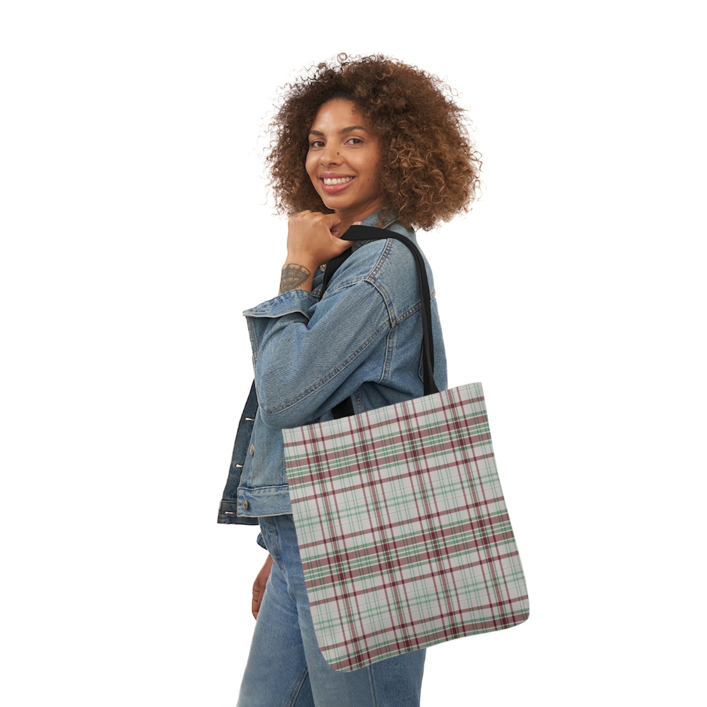 Brown And Green Plaid Tartan Pattern Shoulder Tote Bag