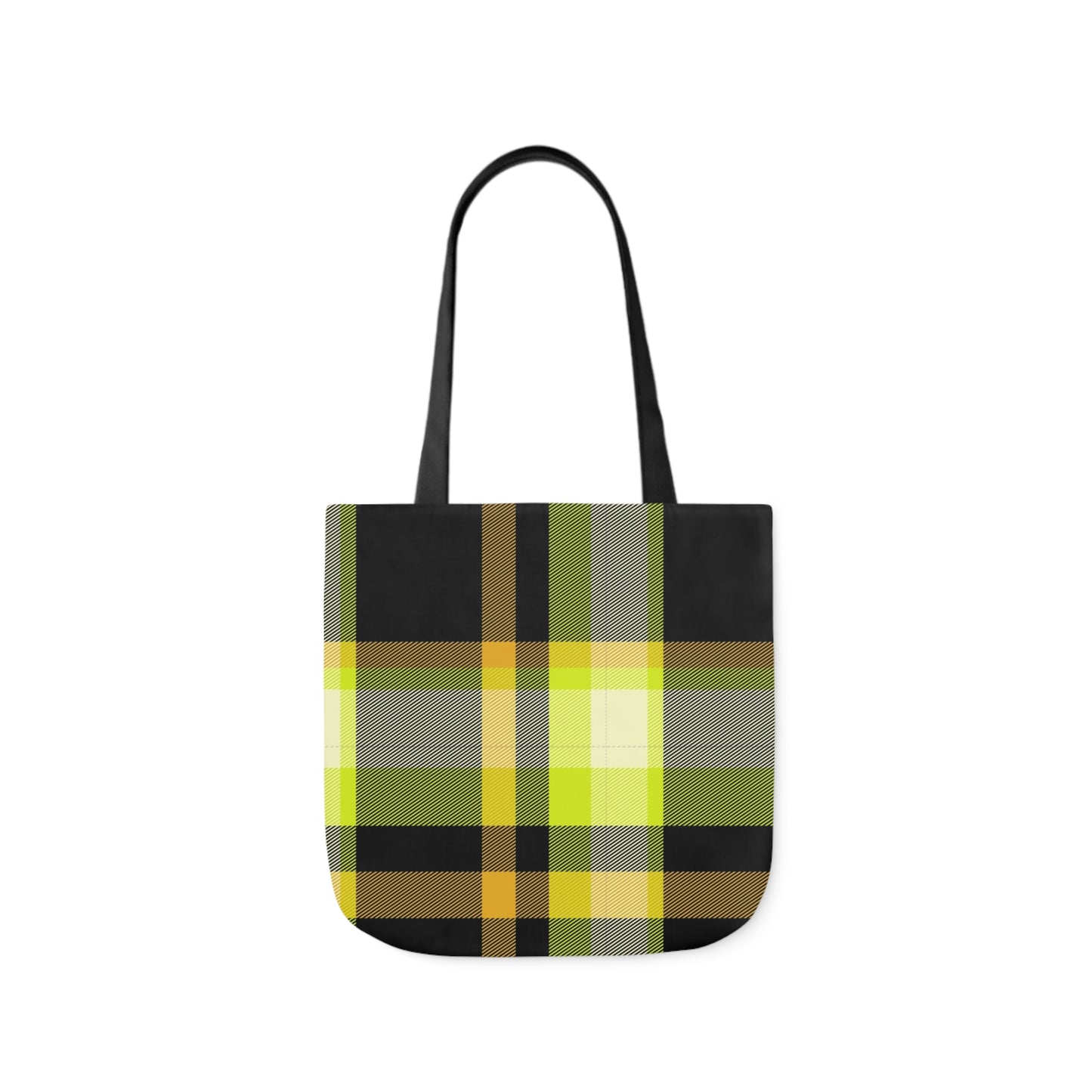 Black And Yellow Tartan Pattern Shoulder Tote Bag