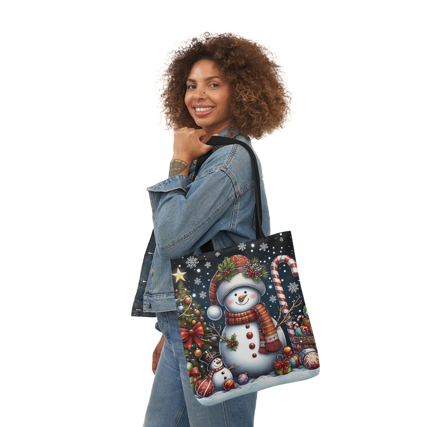 Cute Christmas Snowman Festive Delight Shoulder Tote Bag