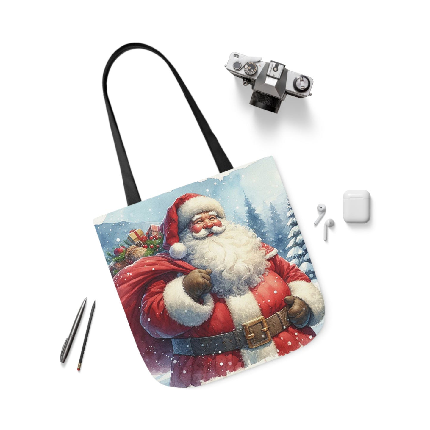 Santa Claus And Sack Of Gifts Watercolour Shoulder Tote Bag