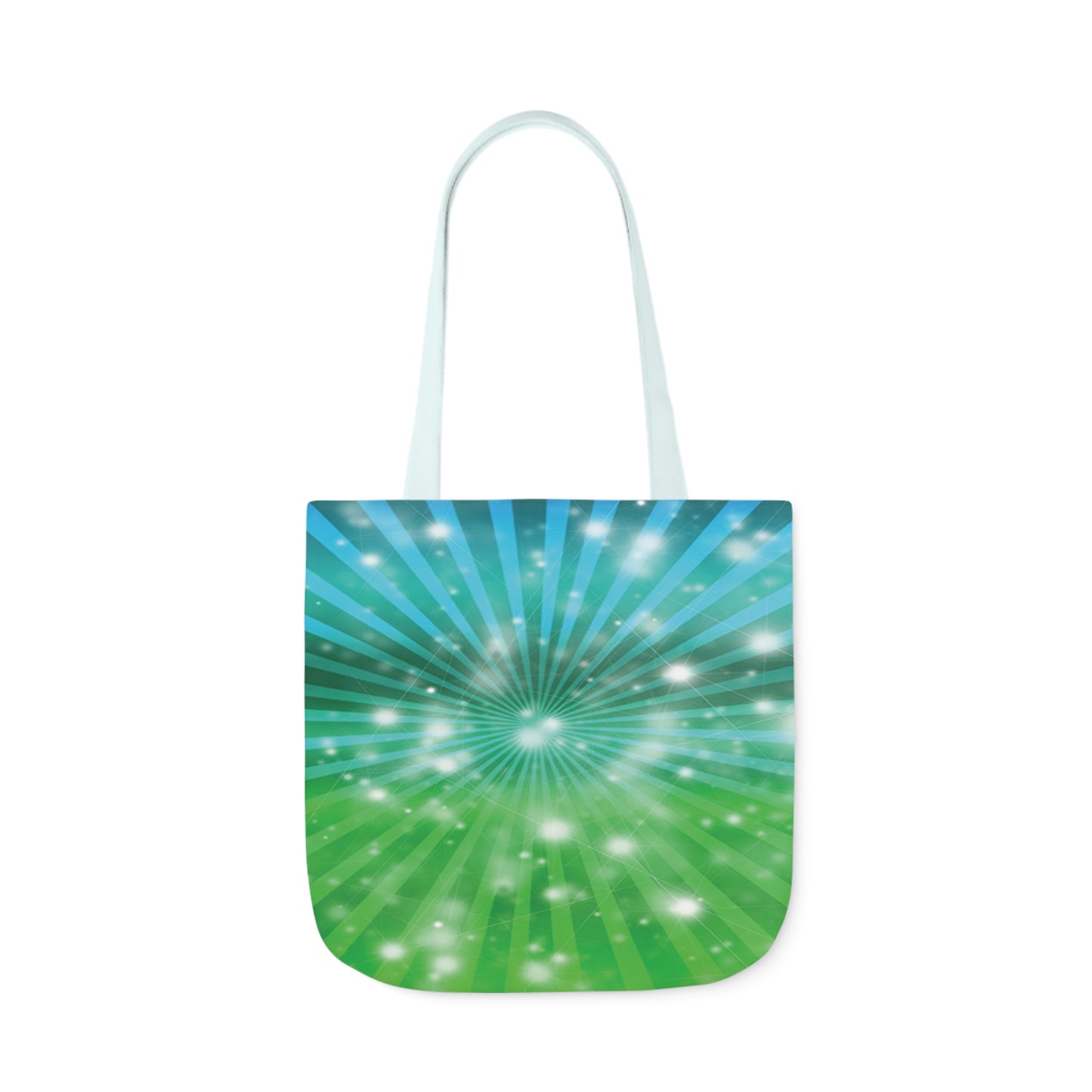 Starburst Blue And Green Stripes Pattern Shoulder Tote Bag