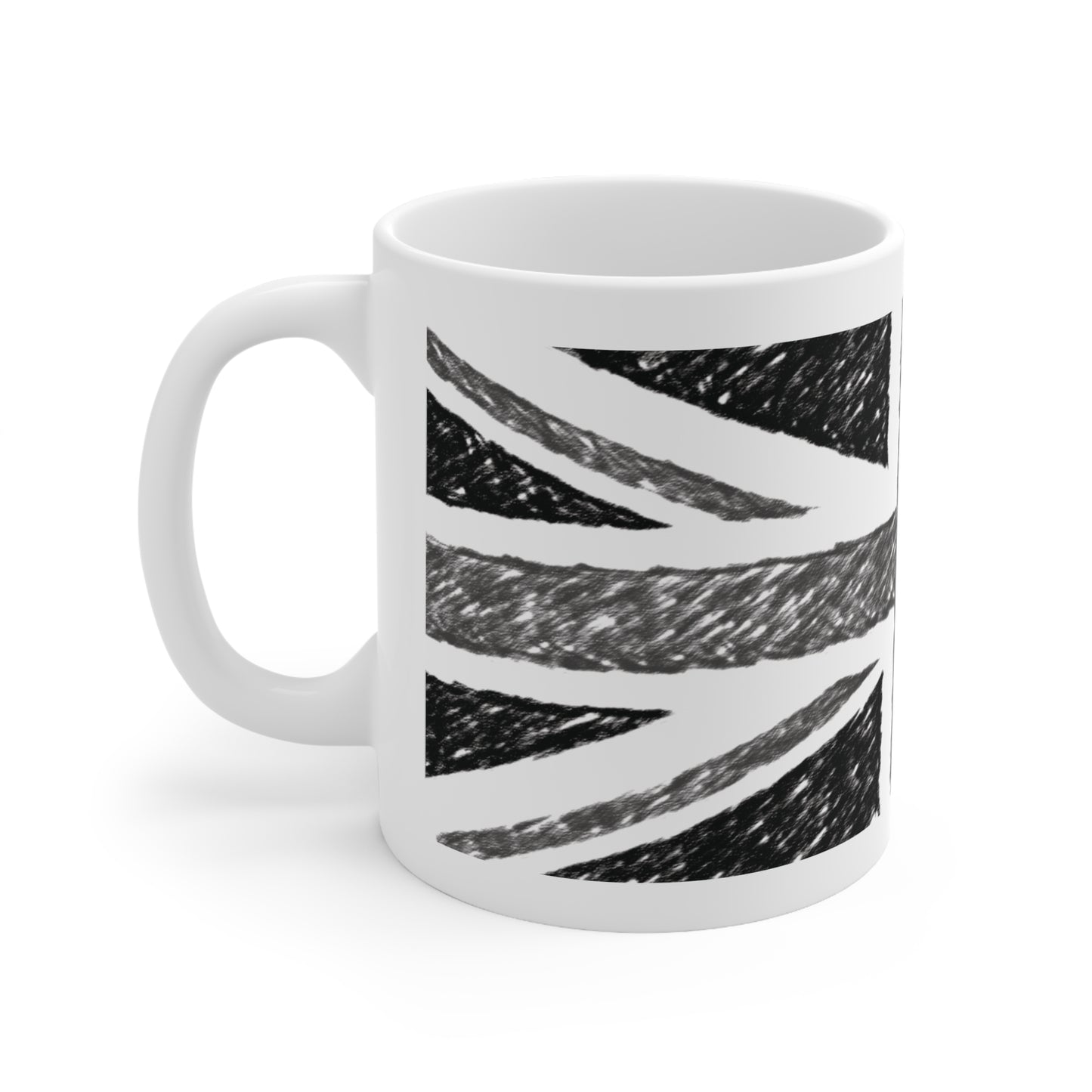 Union Jack Flag Charcoal  Wrap Around Coffee Mug