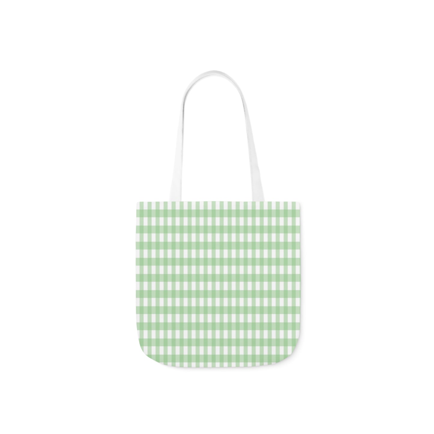 Mint Green Check Pattern Shoulder Tote Bag