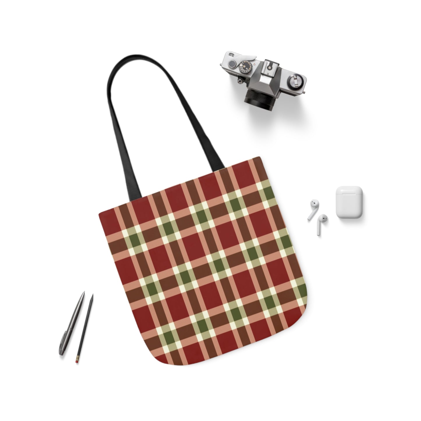 Christmas Red And Green Plaid Tartan Pattern Shoulder Tote Bag