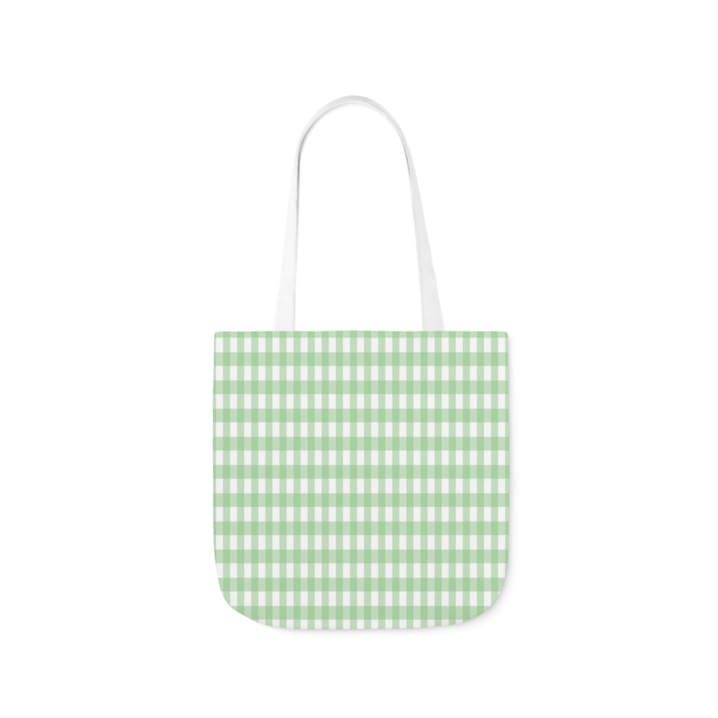 Mint Green Check Pattern Shoulder Tote Bag