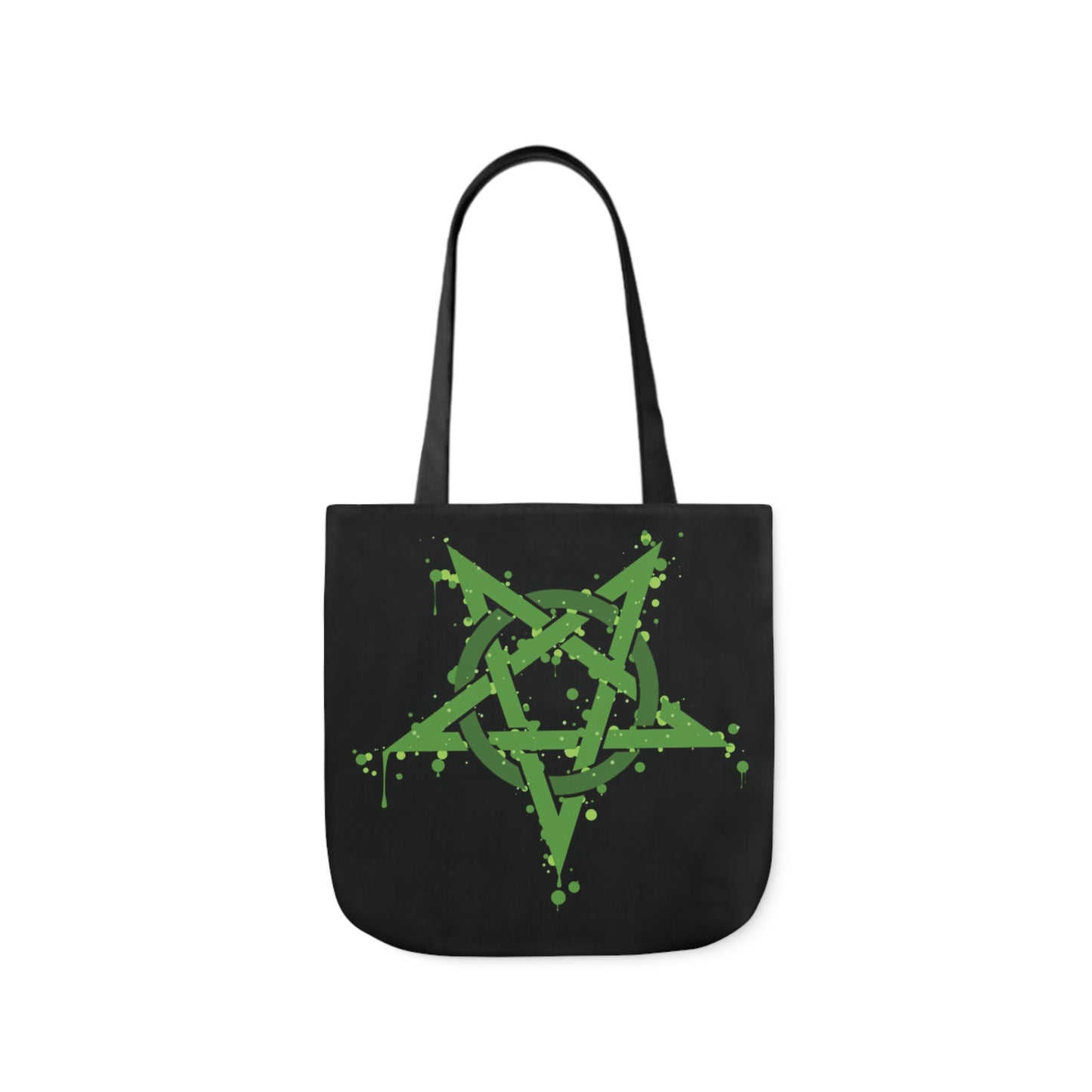 Green Inverted Spotted Pentagram Shoulder Tote Bag