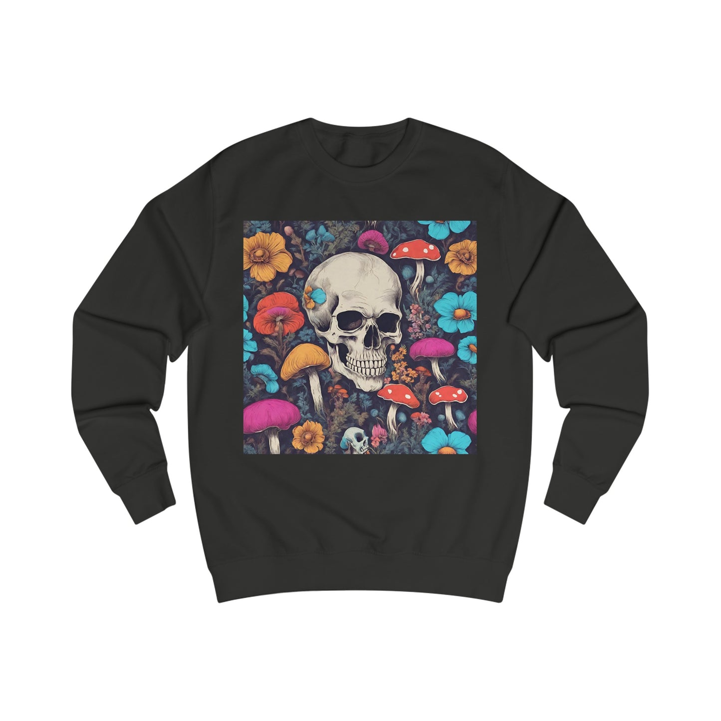 Skull With Magic Toadstools And Flowers Sweatshirt