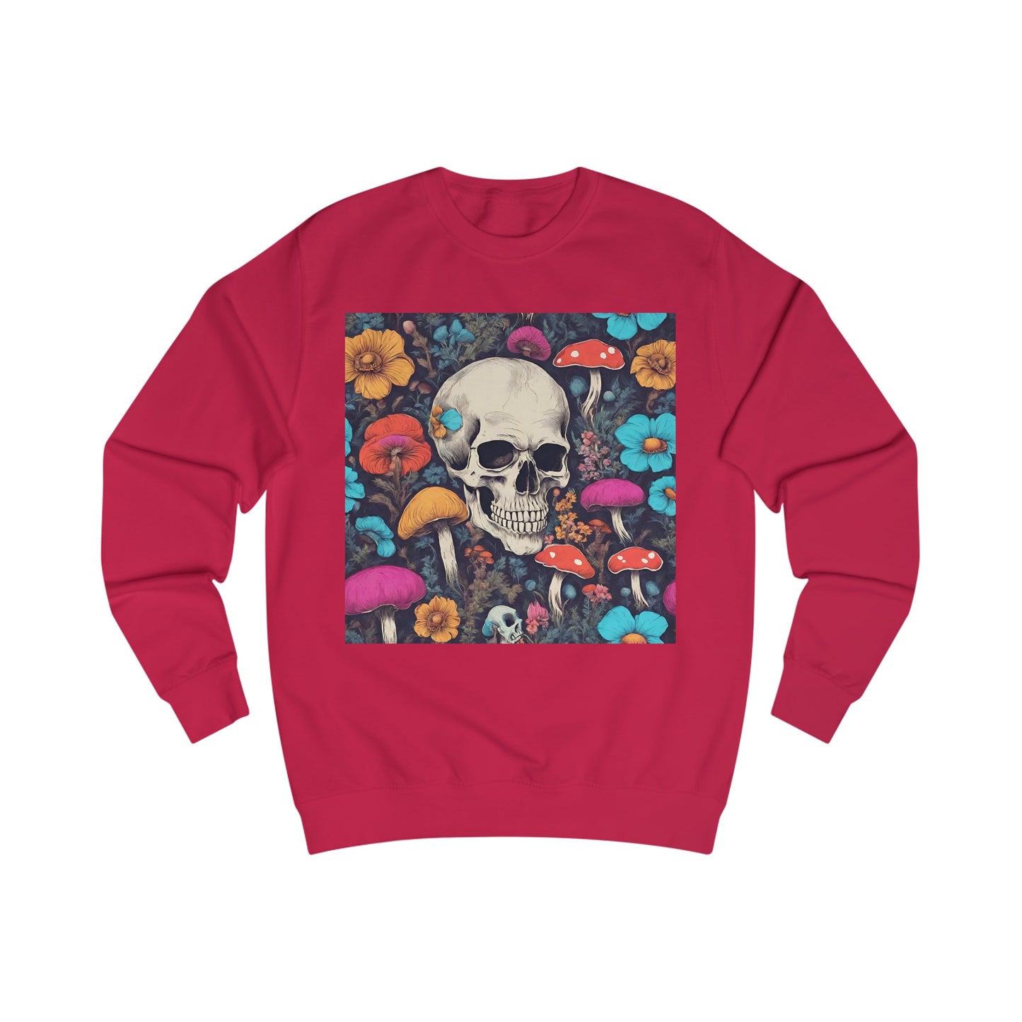 Skull With Magic Toadstools And Flowers Sweatshirt