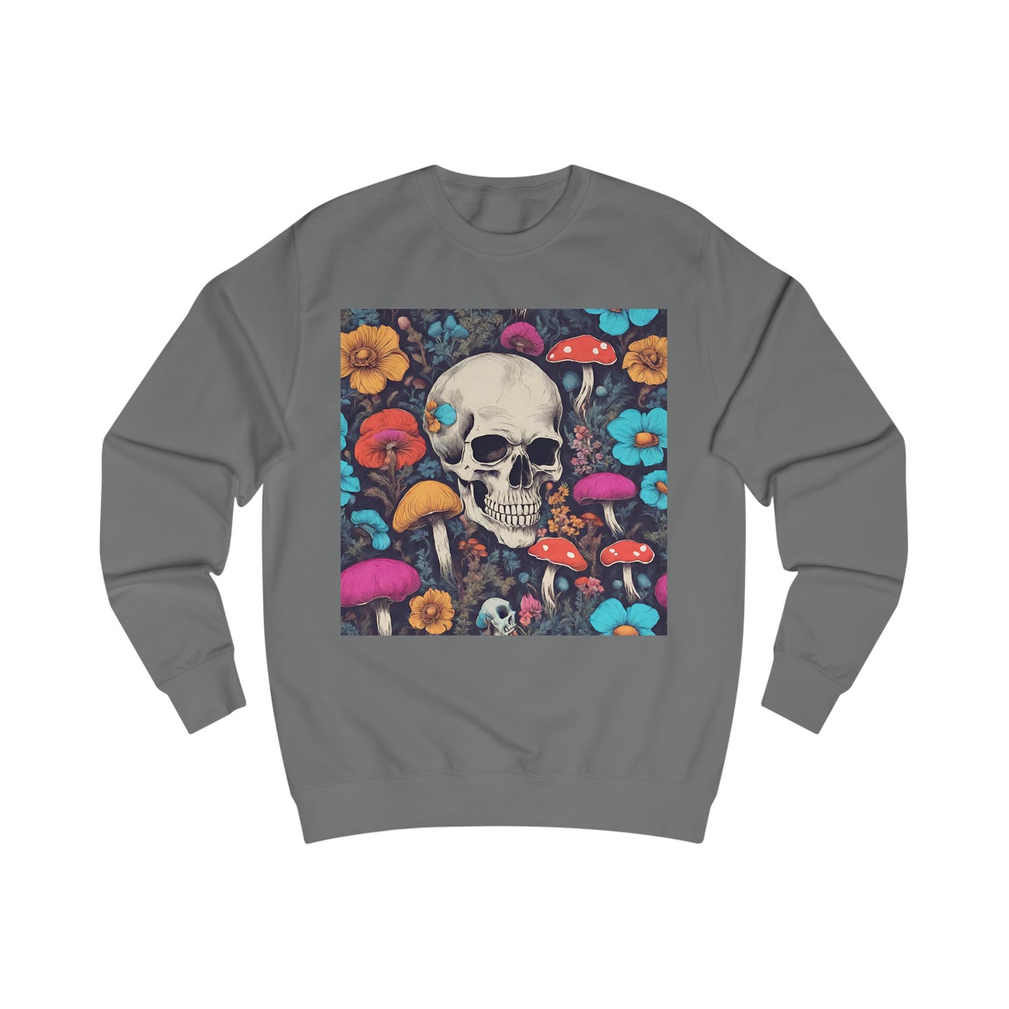 Skull With Magic Toadstools And Flowers Sweatshirt