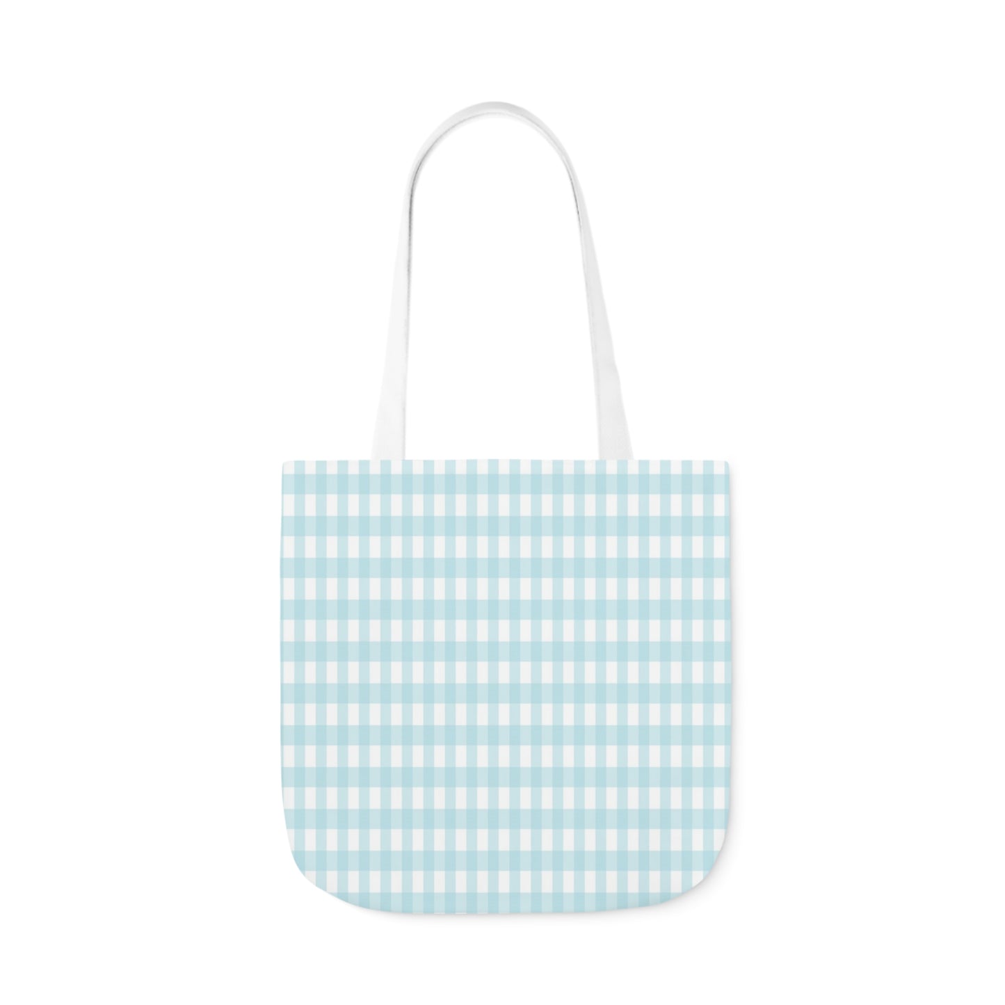 Baby Blue and White Check Pattern Shoulder Tote Bag