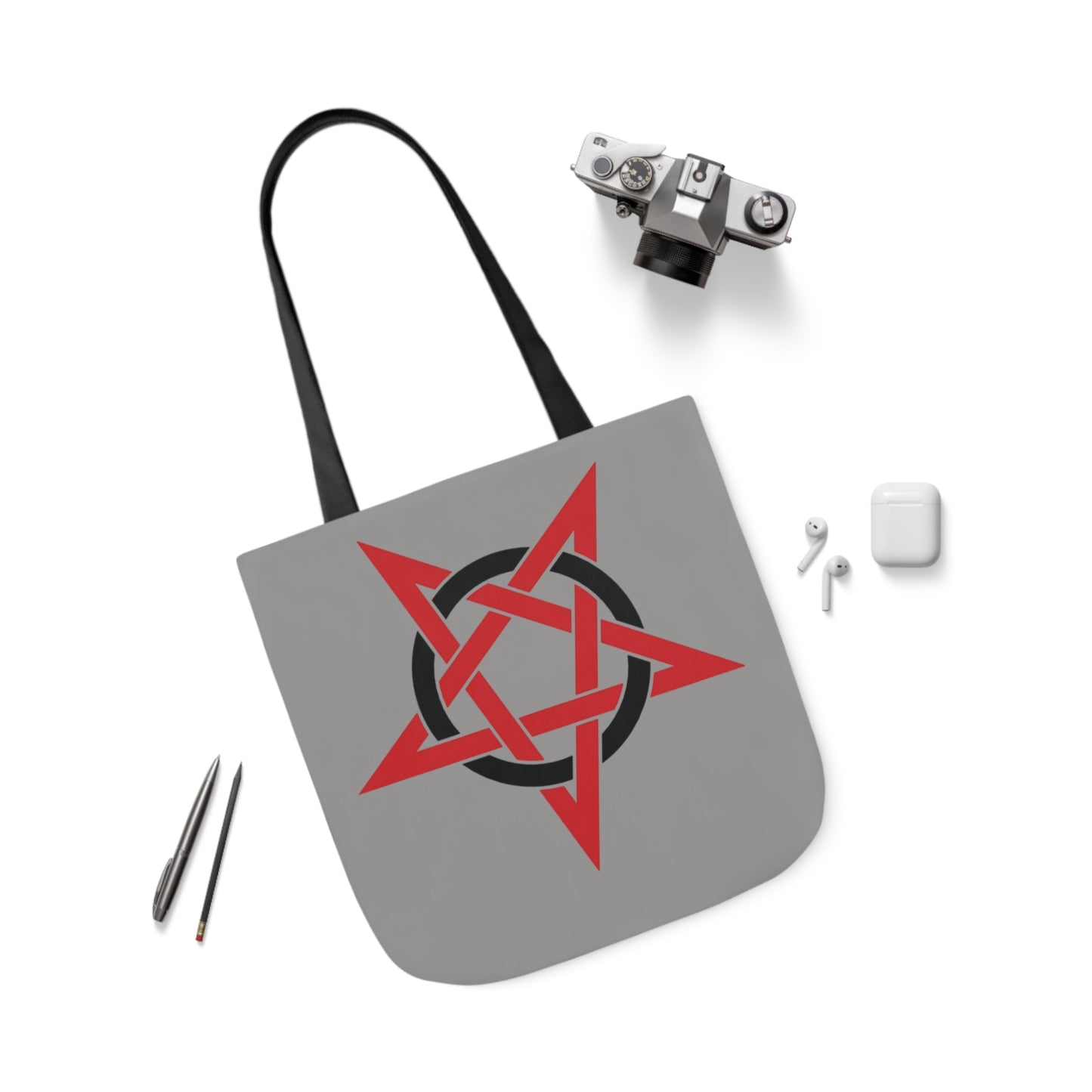 Red And Black Inverted Pentagram Shoulder Tote Bag