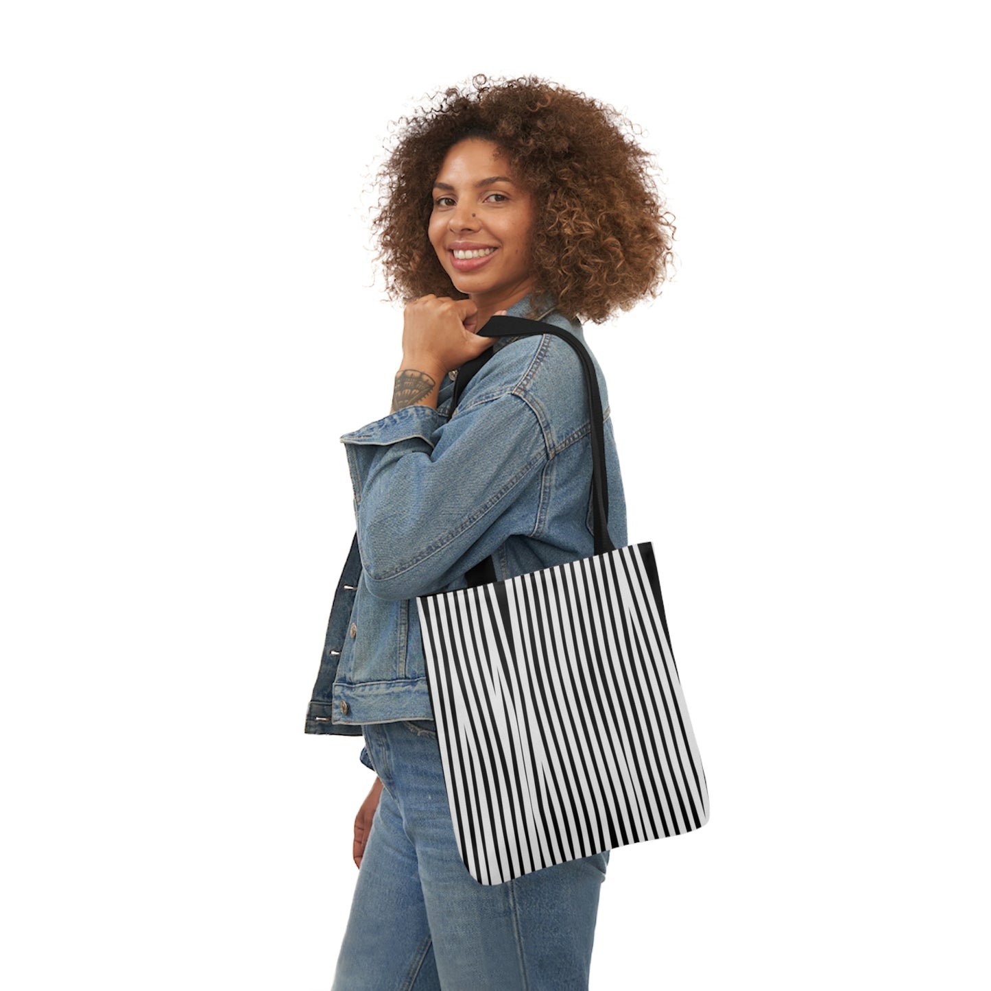 Black And White Animal Stripes Pattern Shoulder Tote Bag