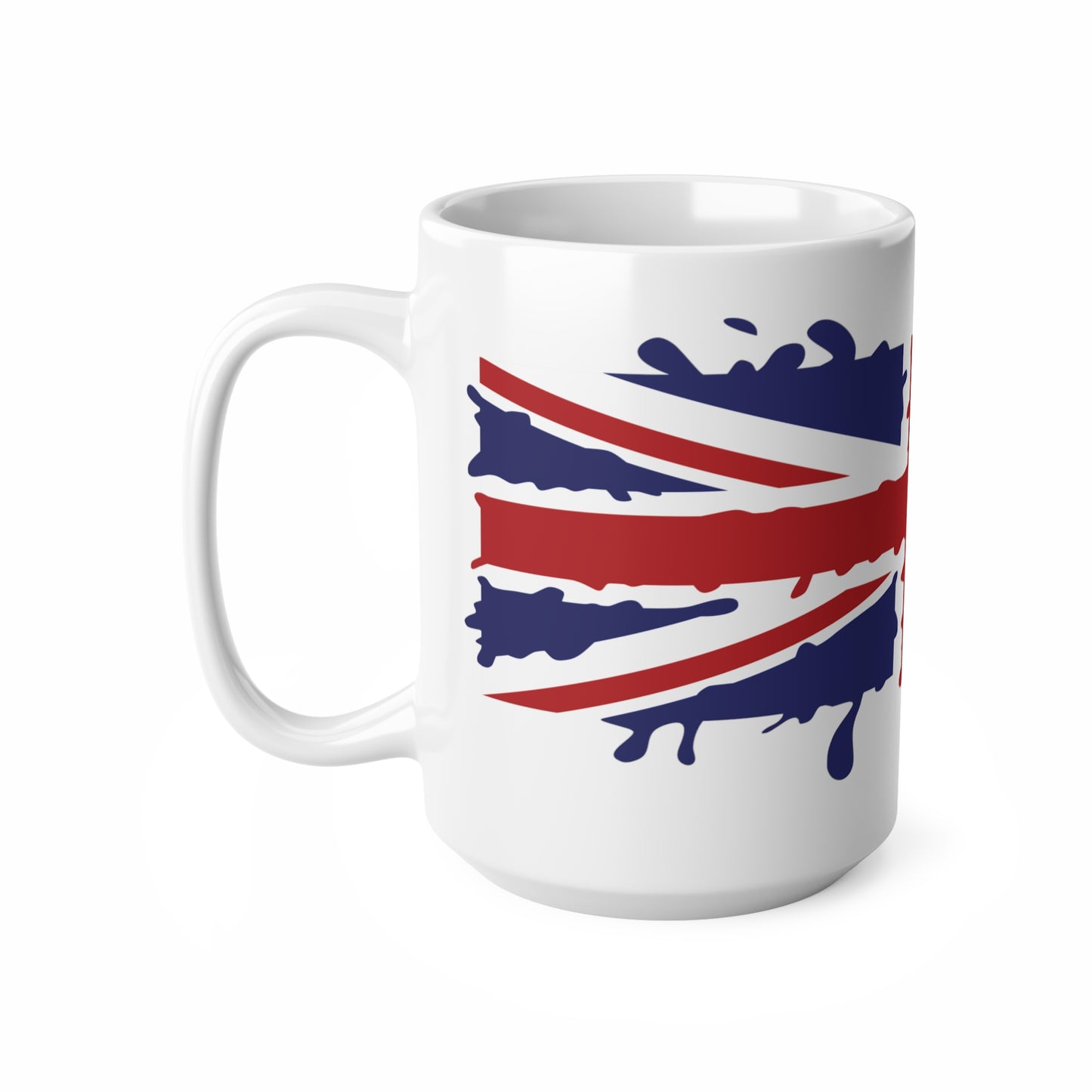 Union Jack Flag Paint Splat Wrap Around Coffee Mug