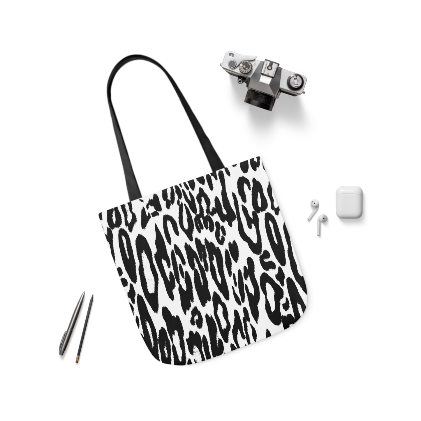 Black And White Leopard Print Pattern Shoulder Tote Bag