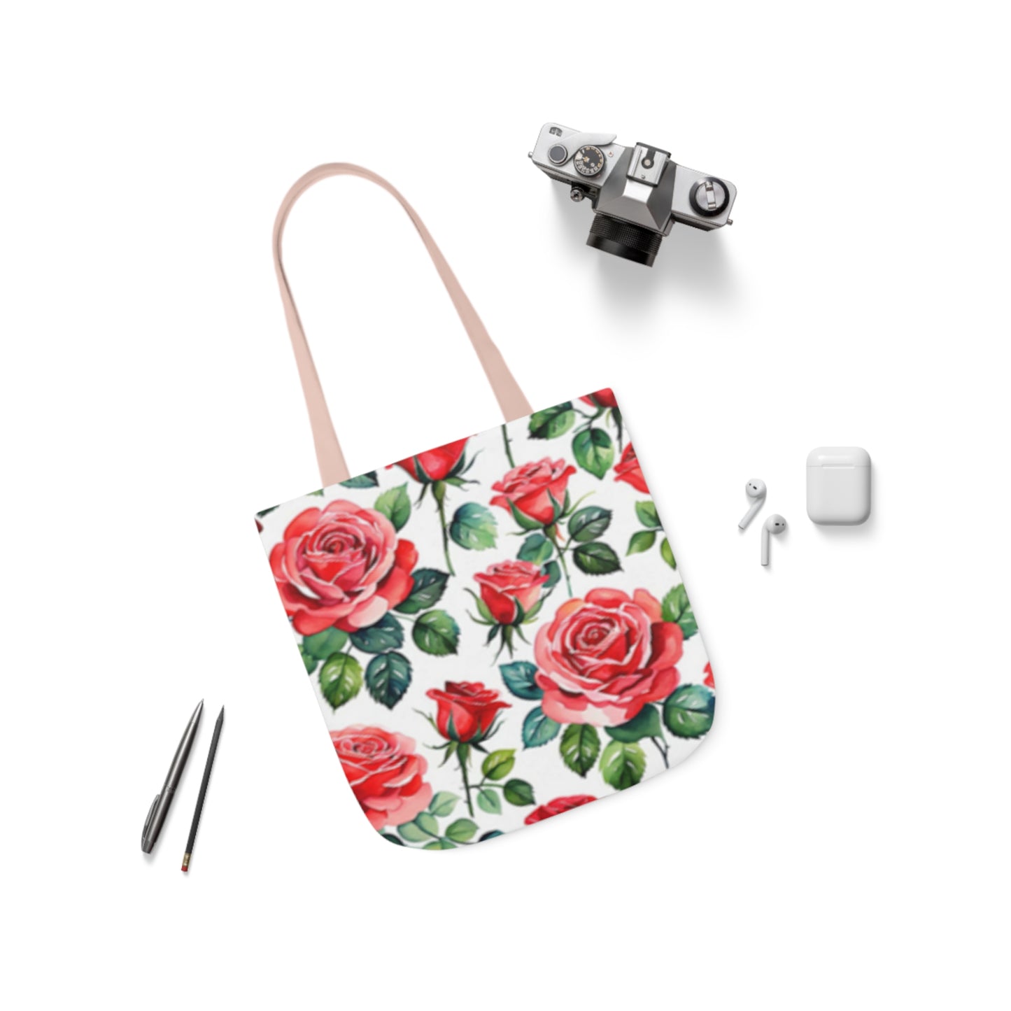 Large Pink Roses Shoulder Tote Bag