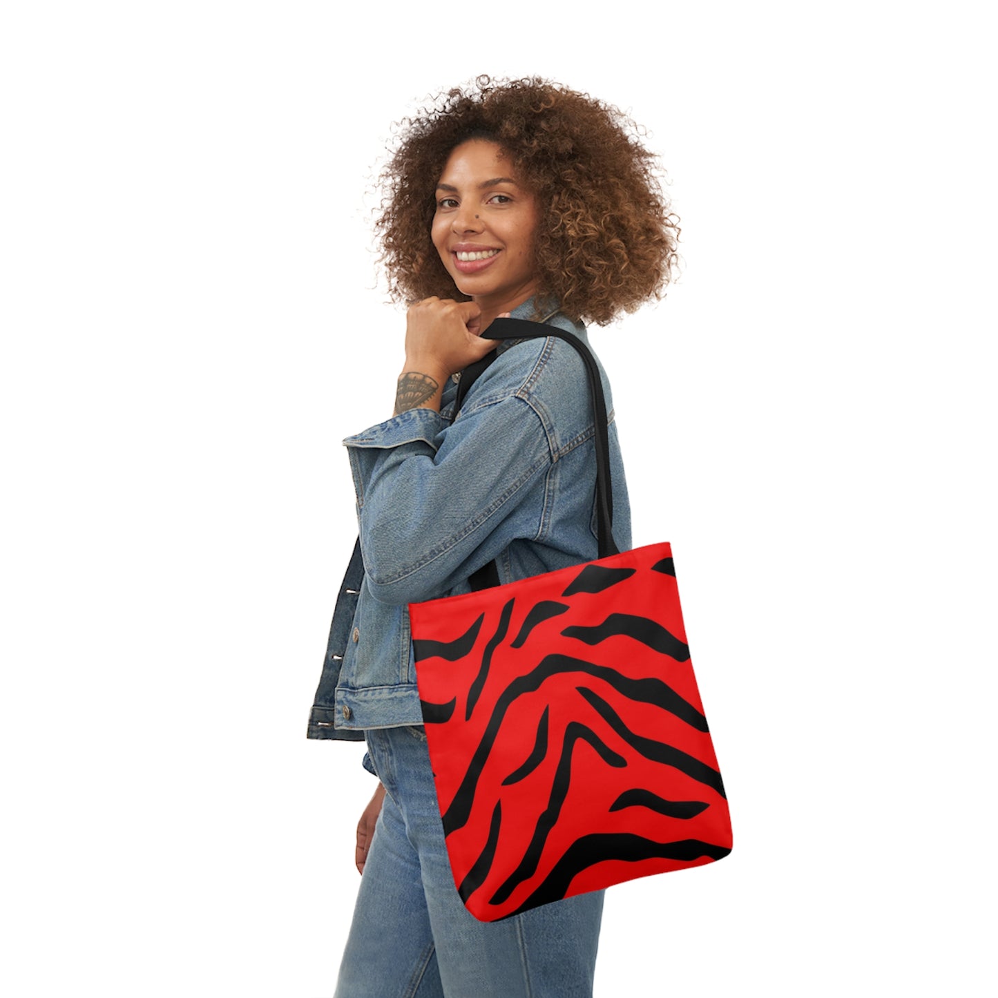 Red Tiger Animal Print Pattern Shoulder Tote Bag