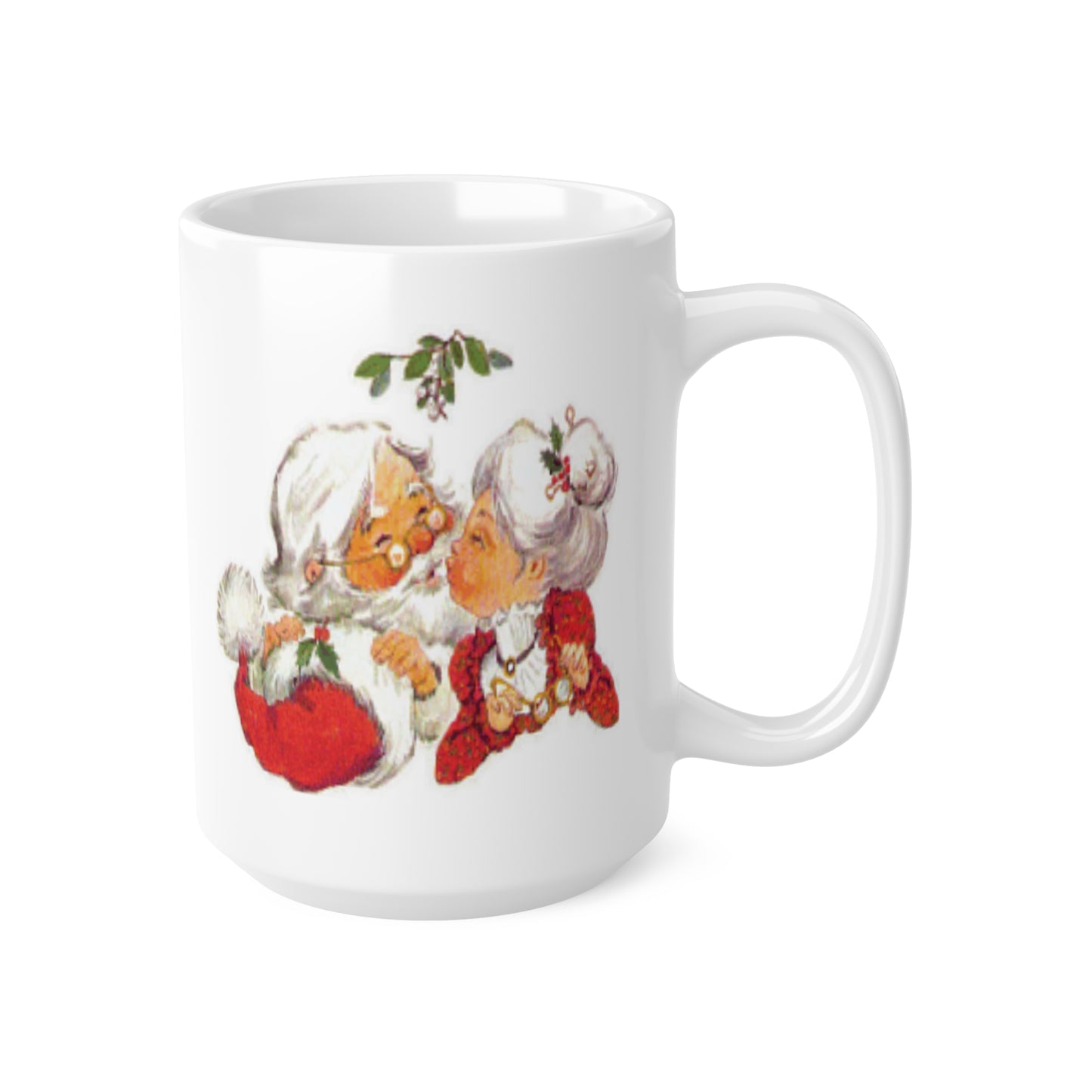 Vintage Christmas Santa Kissing Mrs Claus Coffee Mug