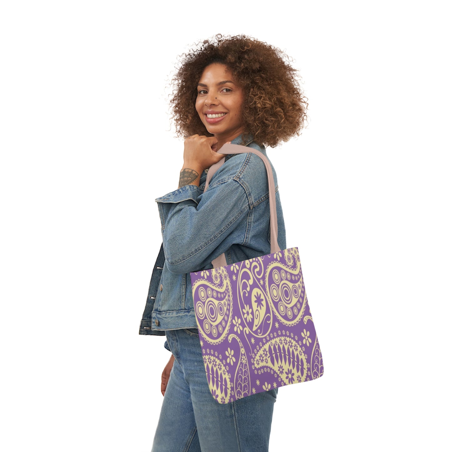 Purple Paisley Pattern Shoulder Tote Bag