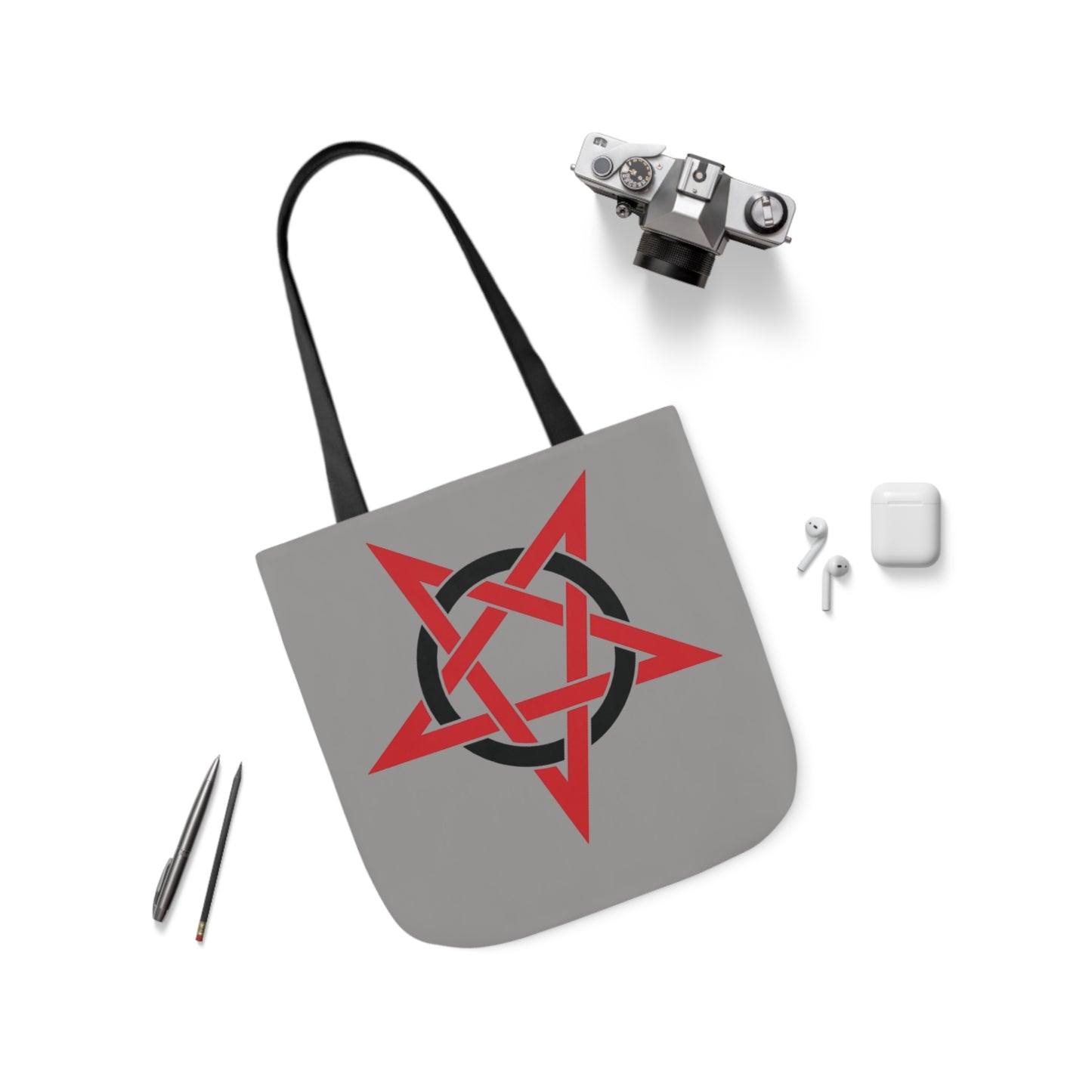 Red And Black Inverted Pentagram Shoulder Tote Bag