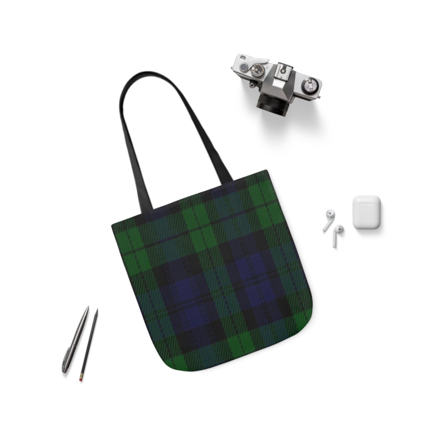 Blue And Green Scottish Sunderland Tartan Shoulder Tote Bag