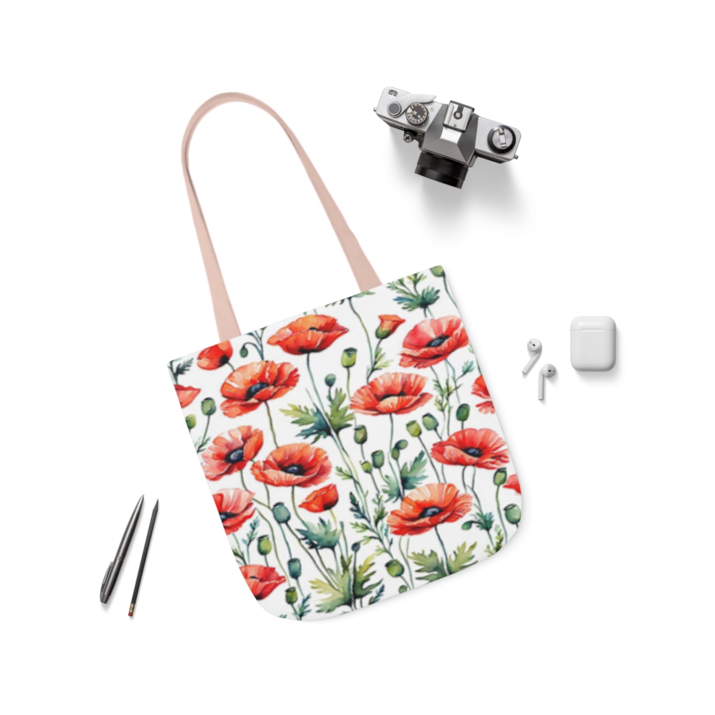 Red Poppies Shoulder Tote Bag