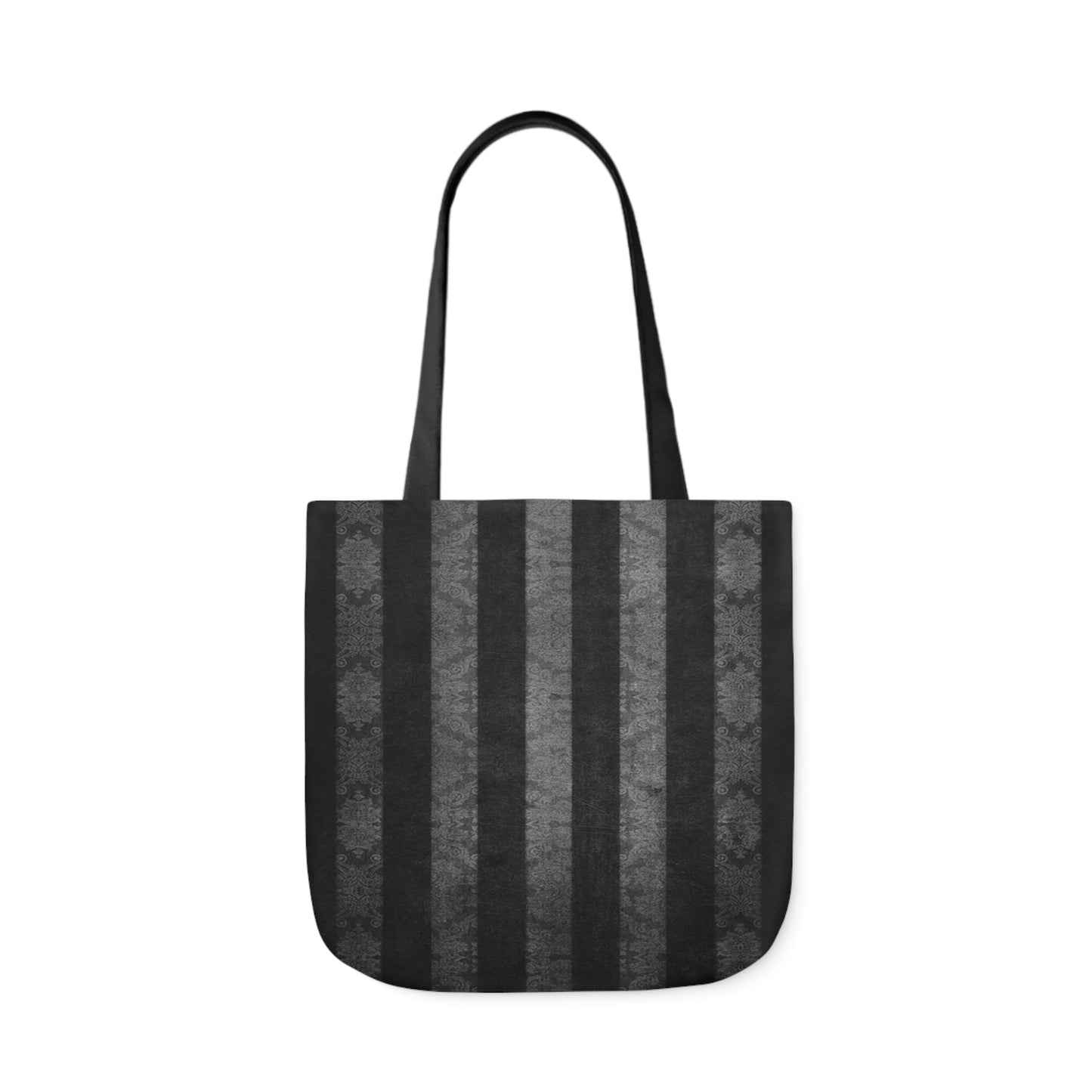 Damask Black And Grey Goth Stripes Distressed Pattern Shoulder Tote Bag