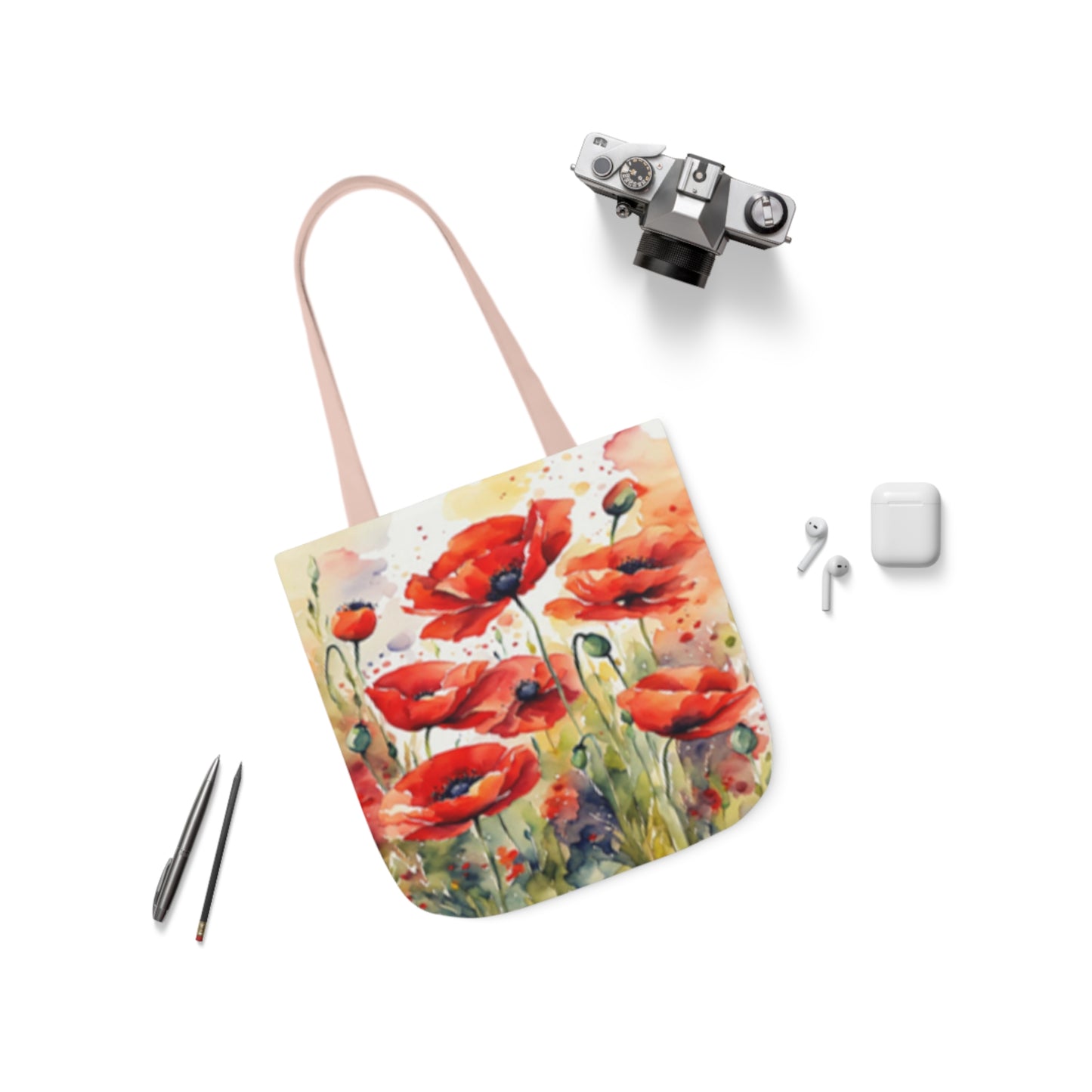 Large Red Poppies Shoulder Tote Bag