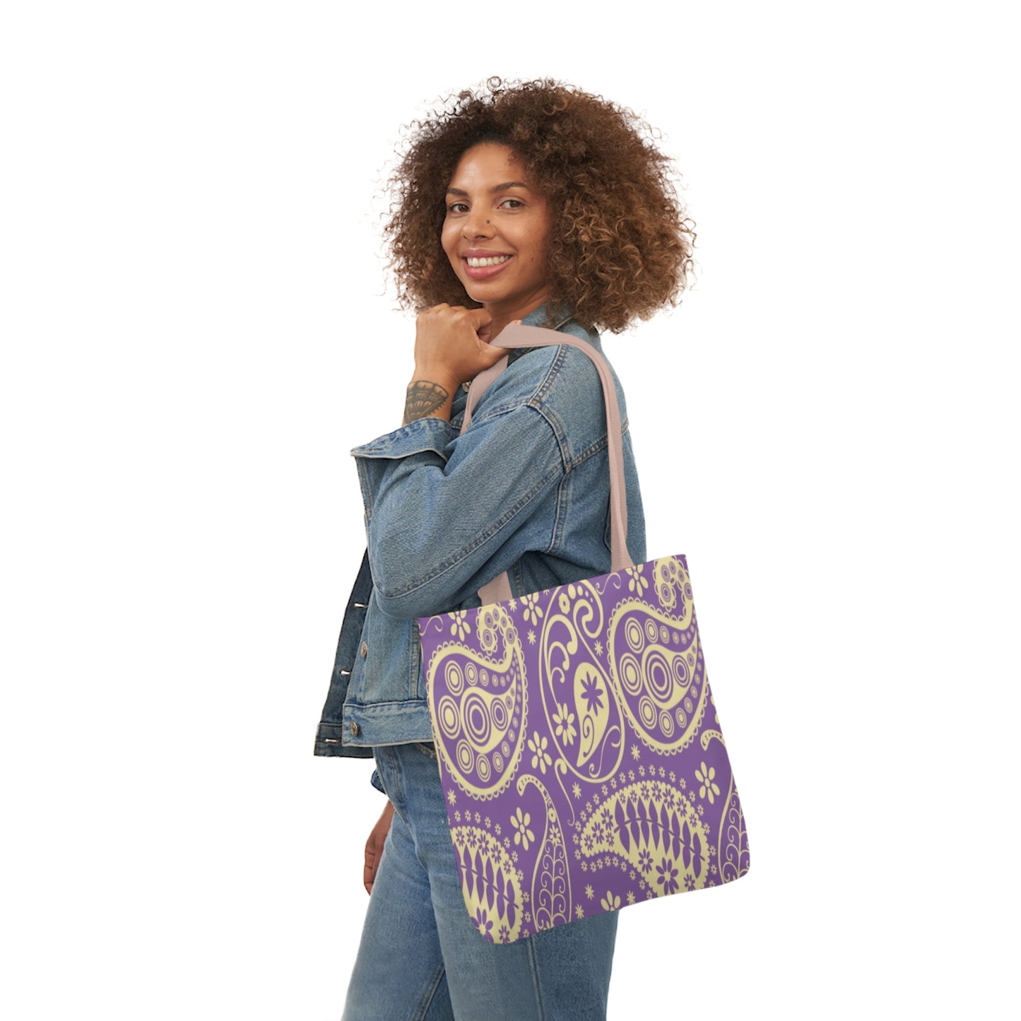 Purple Paisley Pattern Shoulder Tote Bag