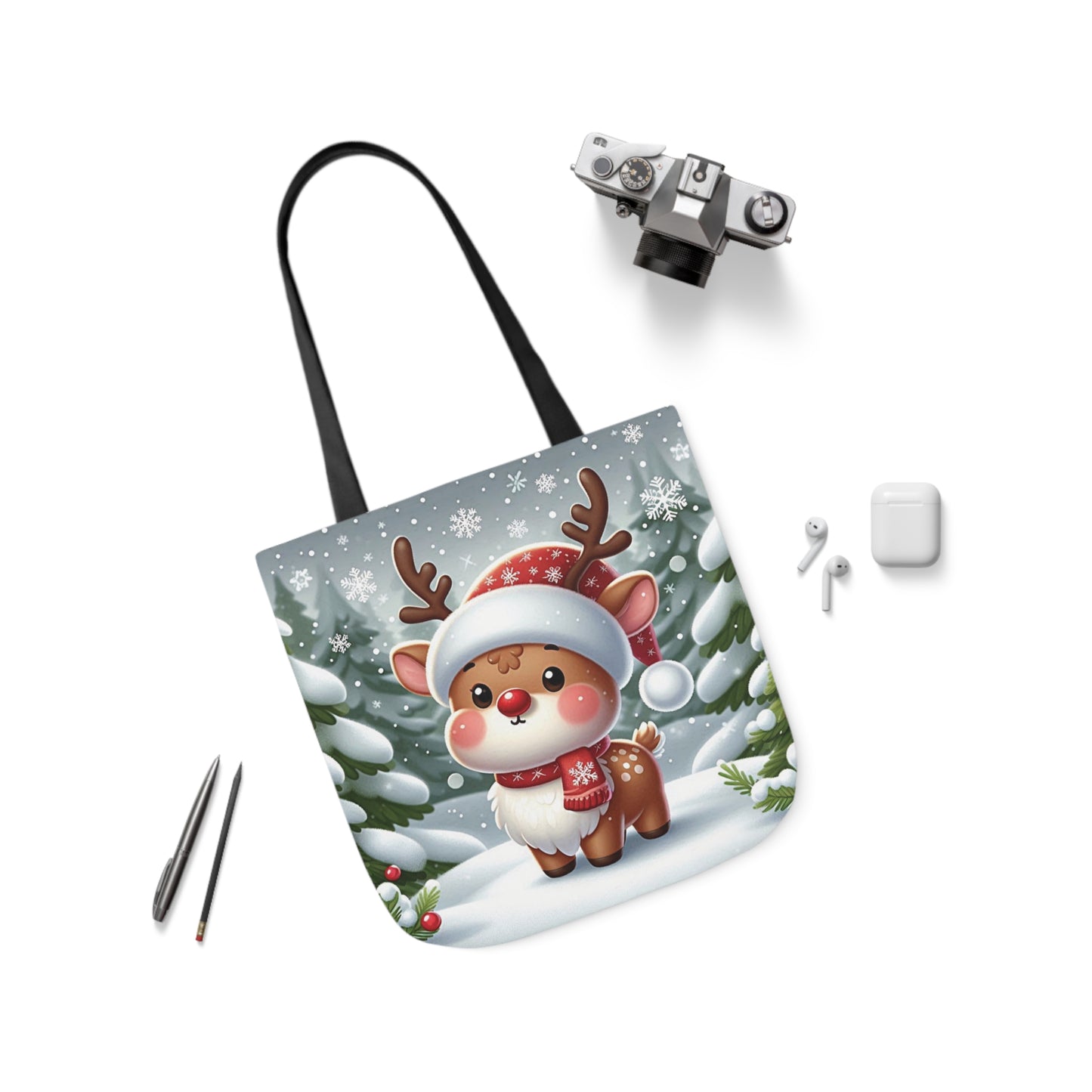 Cute Christmas Santa Reindeer Shoulder Tote Bag