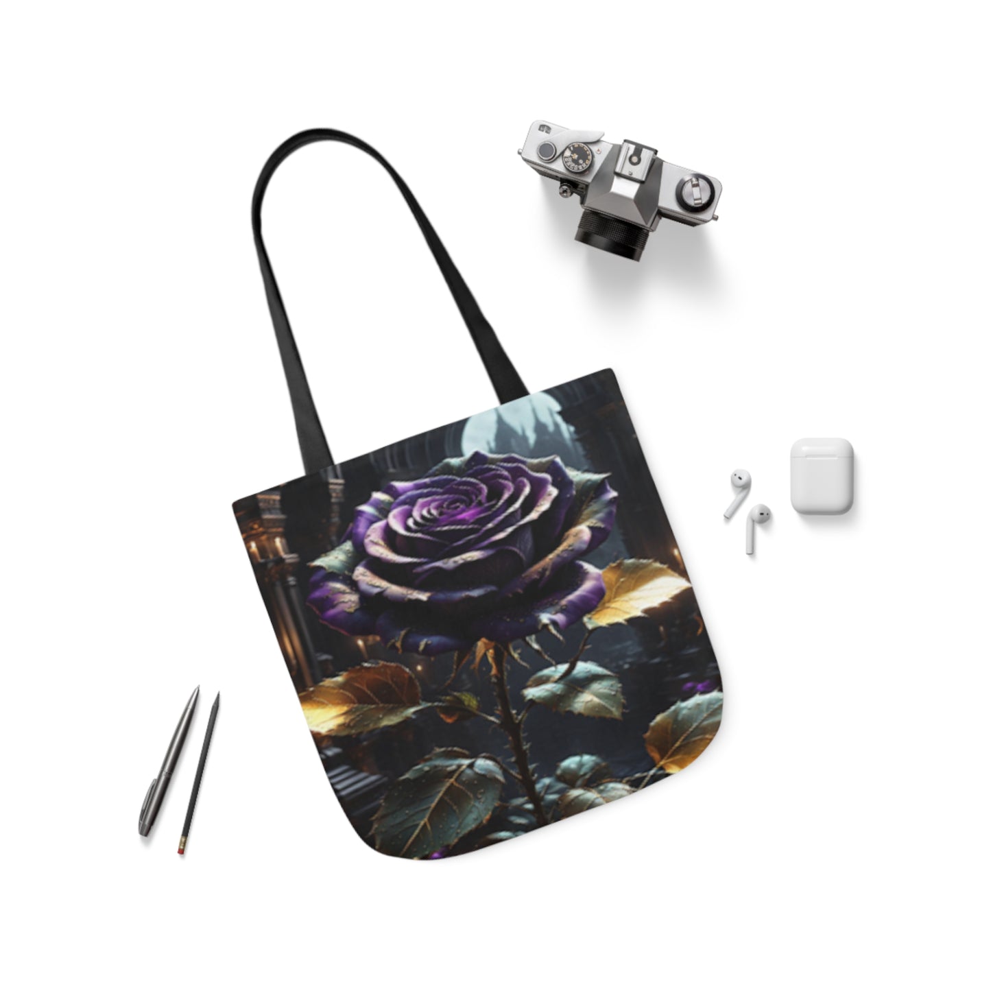 Dark Gothic Rose Shoulder Tote Bag