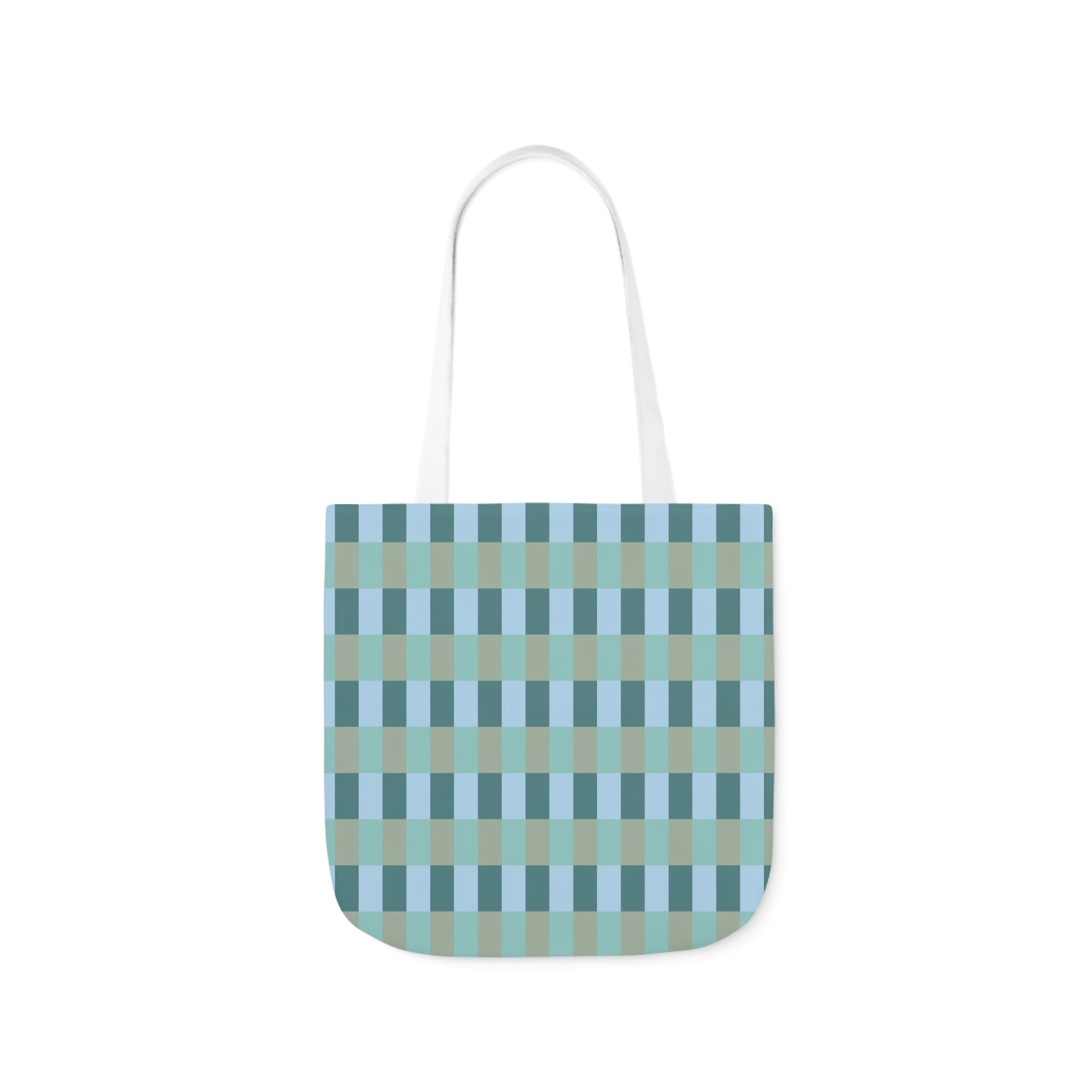 Blue And Green Gingham Check Pattern Shoulder Tote Bag