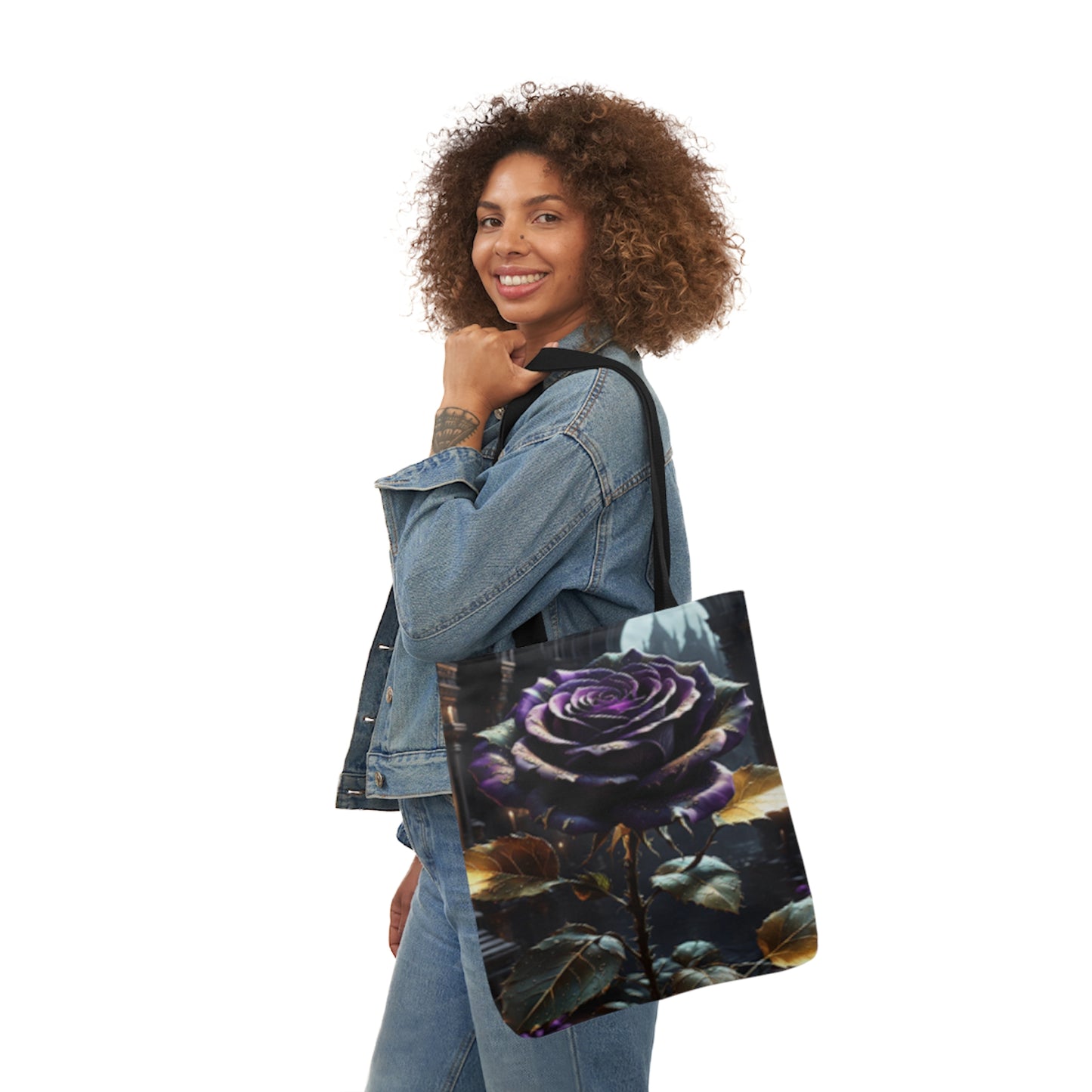 Dark Gothic Rose Shoulder Tote Bag